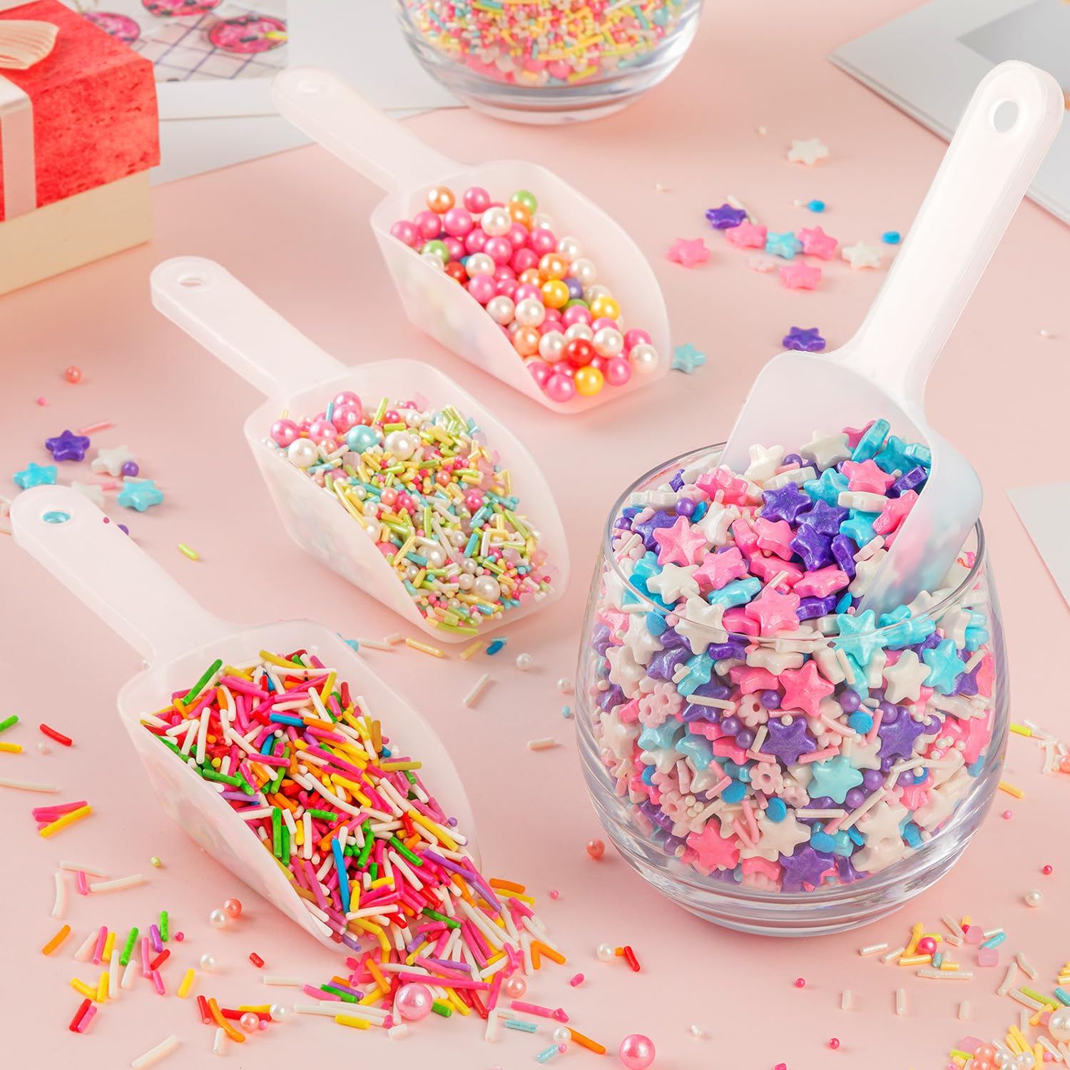18 Pcs Candy Scoops For Candy Buffet, Mini Ice Cream Scoop Reusable, Plastic Ice Scoop, Ice Scoop For Freezer, Plastic Scoops Fo