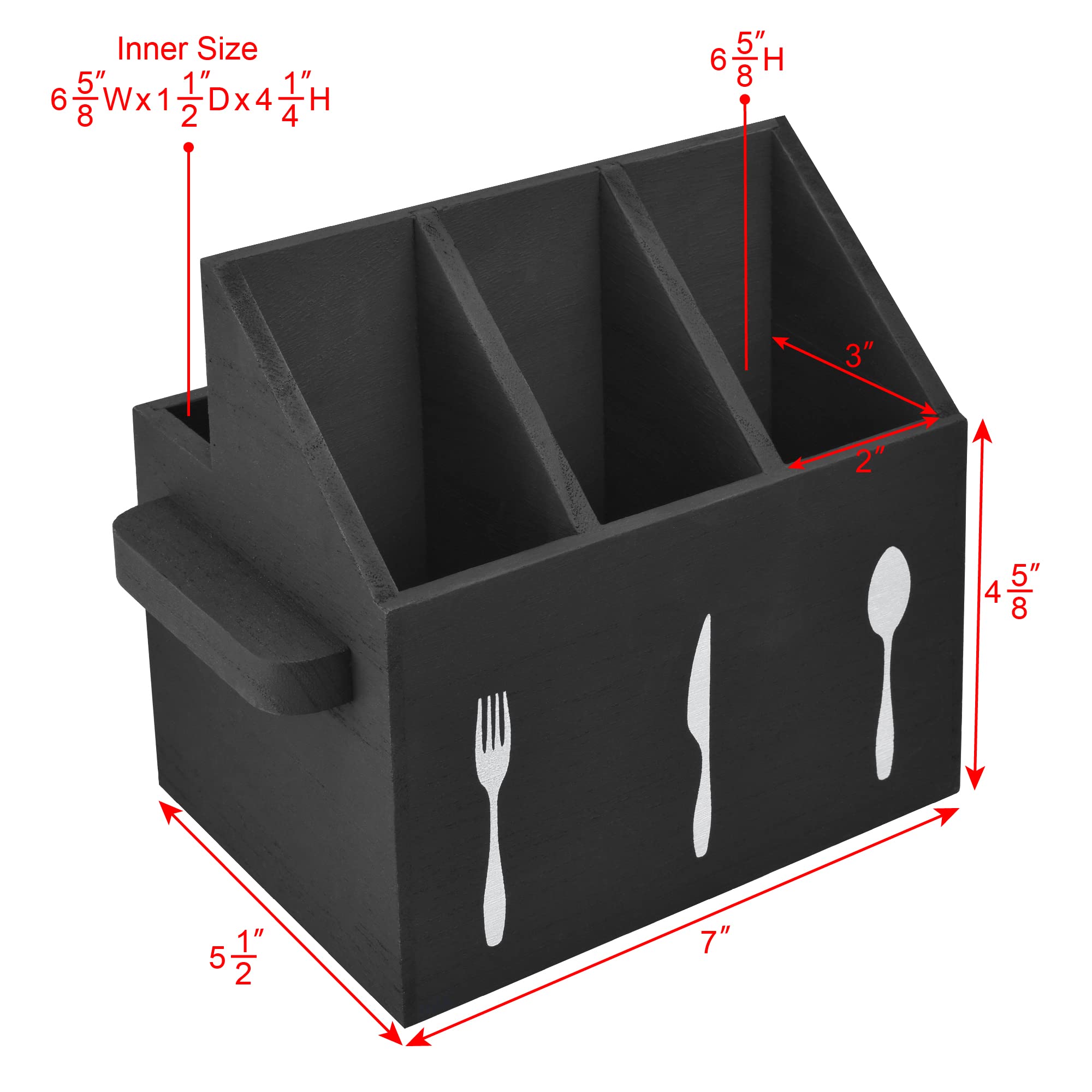 Ikee Design Wooden Utensil Caddy With Handles, Silverware Caddy, Silverware Holder For Countertop,Party,Camping And Kitchen, Sil
