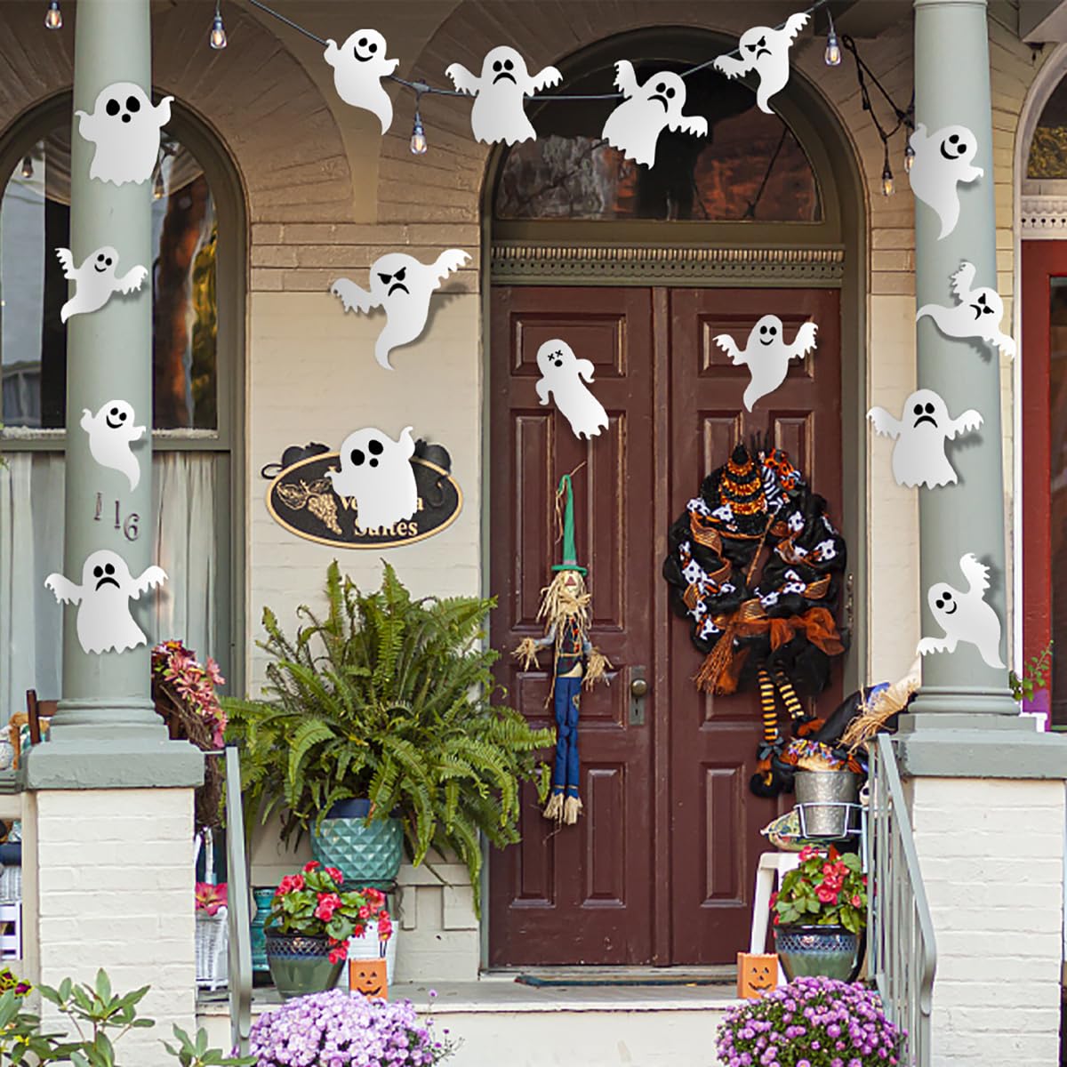 21 Pieces Halloween Ghost Wall Decor Cute Ghost Wall Stickers Reusable Halloween Decoration 3D White Small Ghost Wall Decals Sup