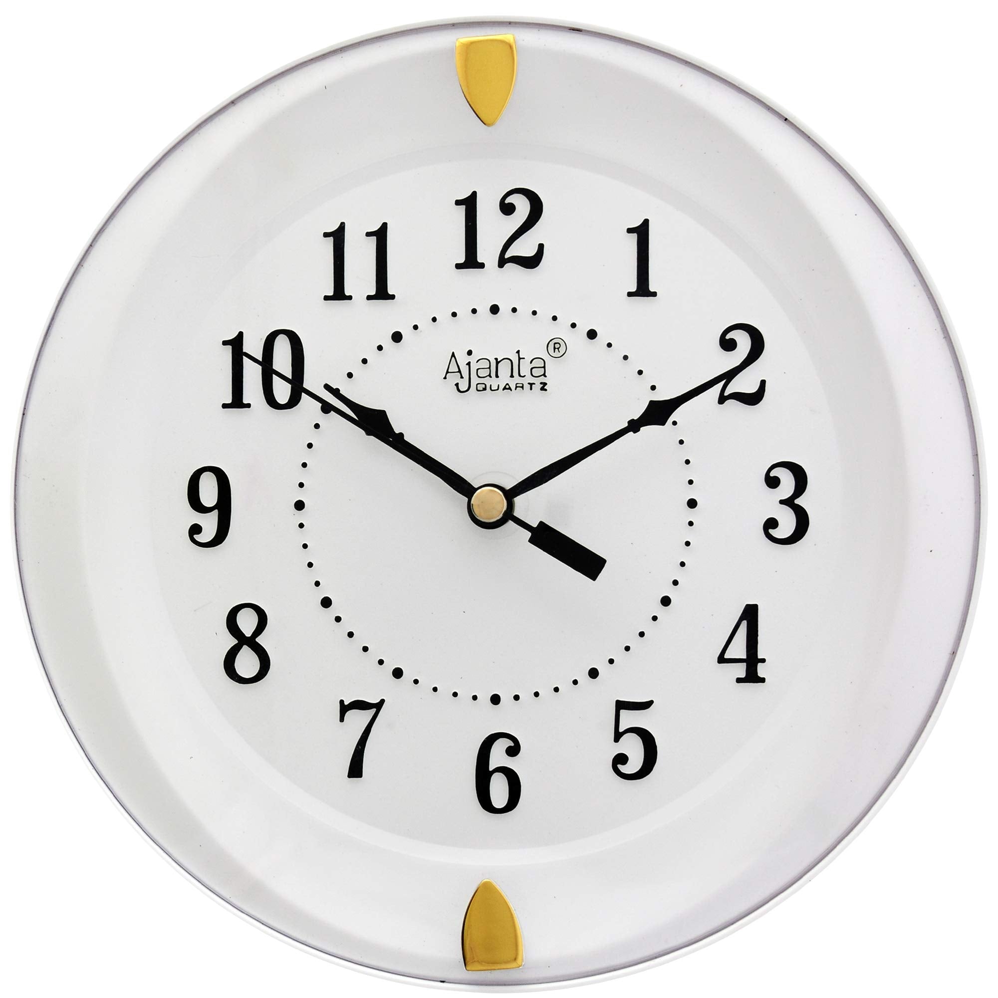 Ajanta Step Movement Plastic Analog Wall Clock For Home/Office/Bedroom/Living Room/Kitchen (White, 7 Inches)