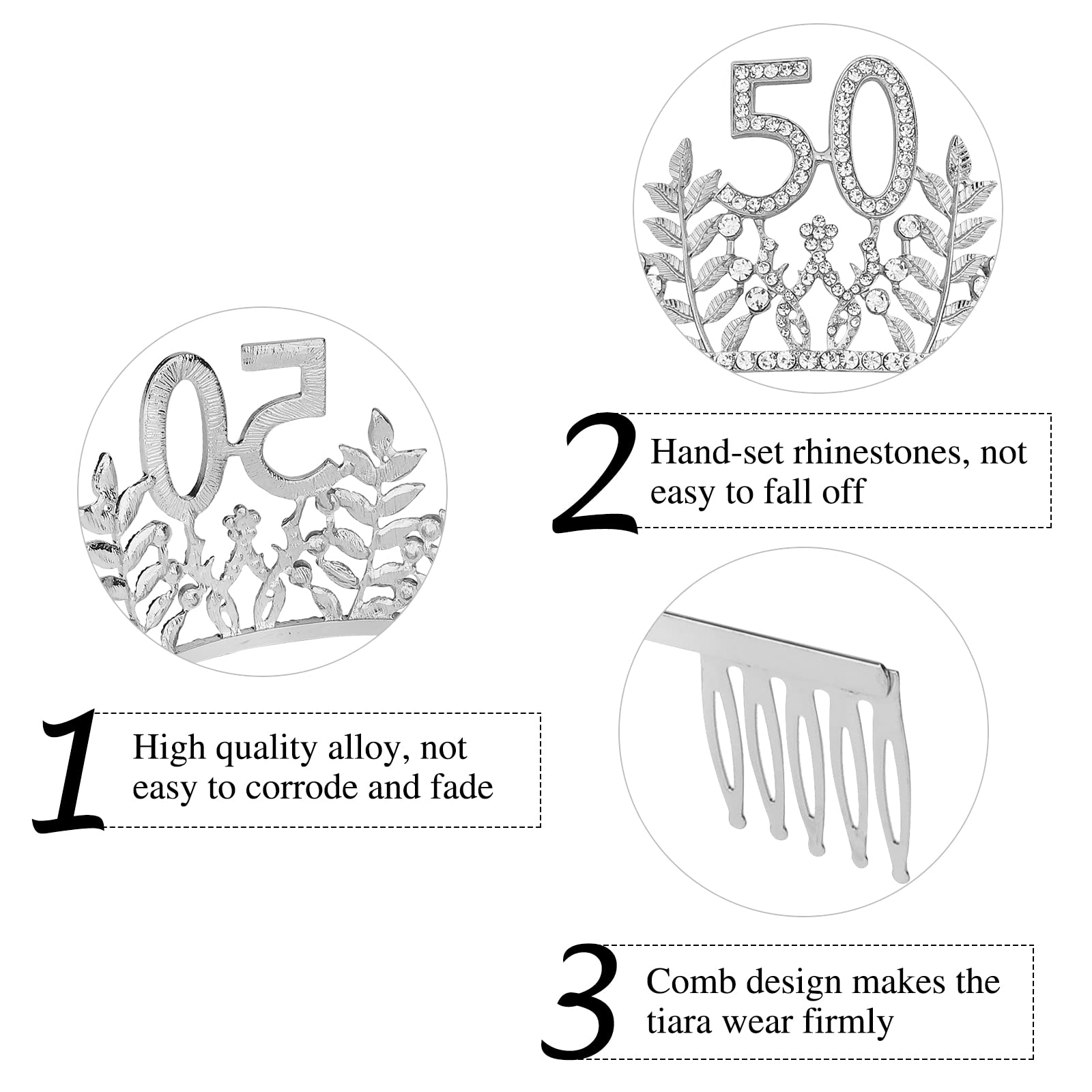 '50 & Fabulous '' Birthday Tiara And Sash Kit- 50Th Birthday Gifts For Women 50Th Birthday Party Supplies (Silver)