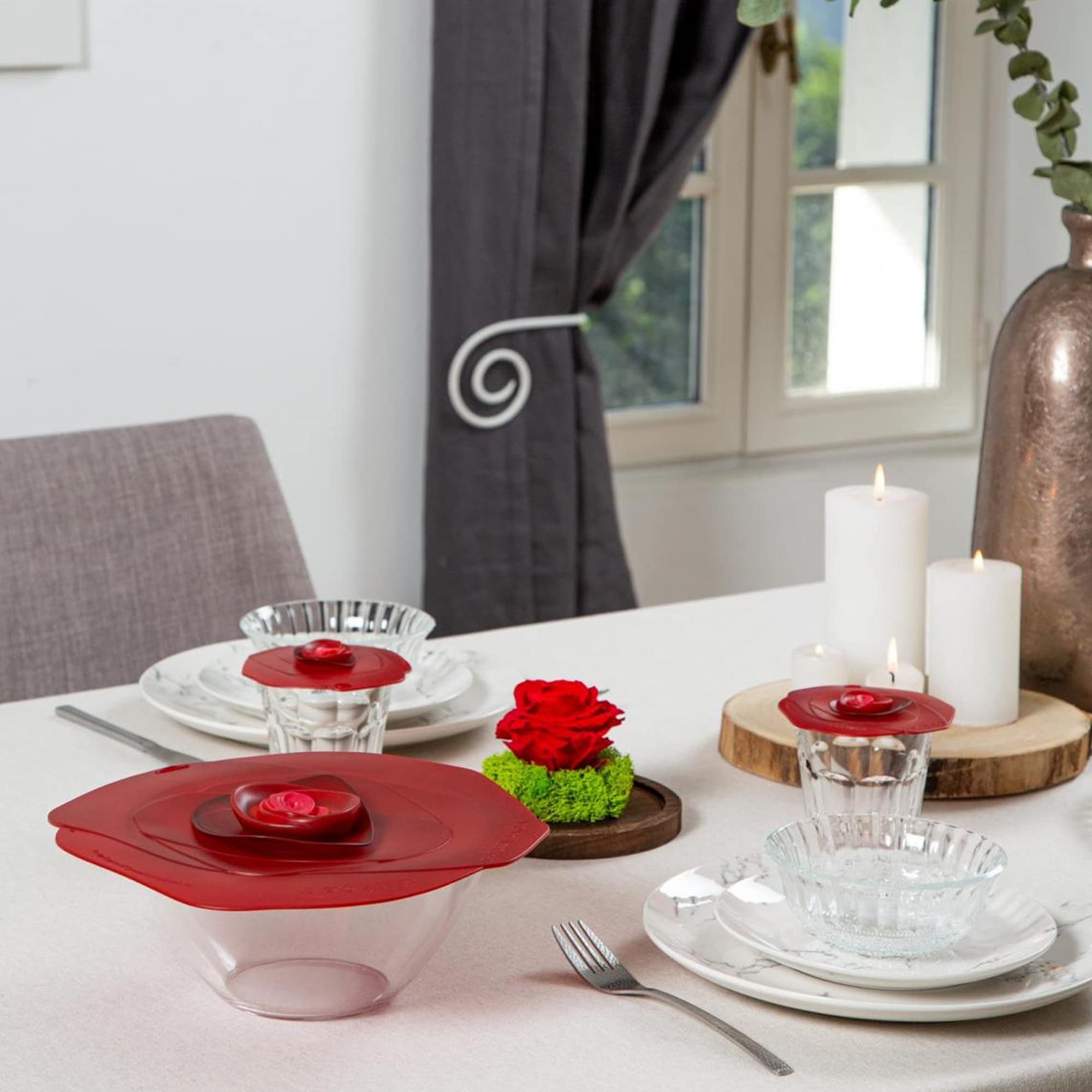 Charles Viancin - Rose Silicone Lid for Food Storage and Cooking - 8''/20cm - Airtight Seal on Any Smooth Rim Surface - BPA-Free - Oven  Microwave  Freezer  Stovetop and Dishwasher Safe - Fuschia