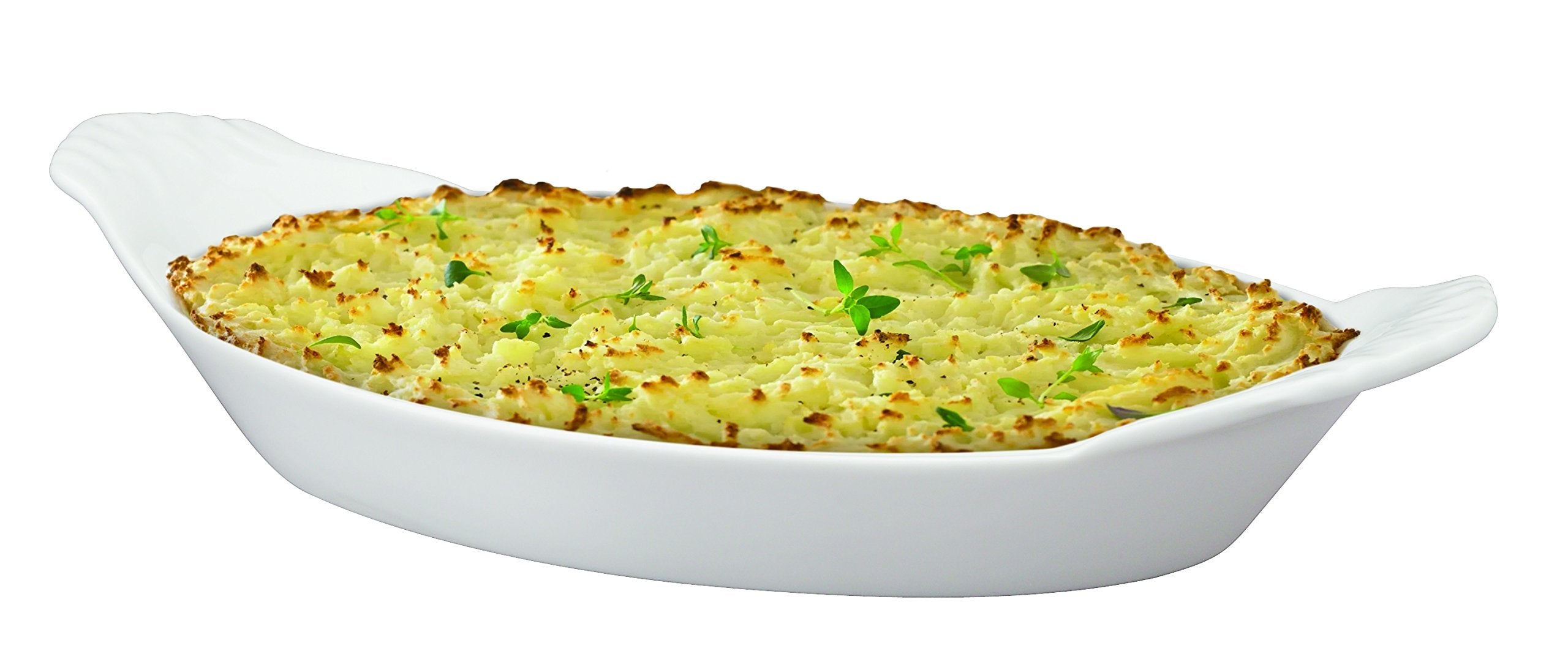 Hic Harold Import Co. Kitchen Oval Au Gratin Baking Dish Set, Fine White Porcelain, 10-Inch, Set Of 4