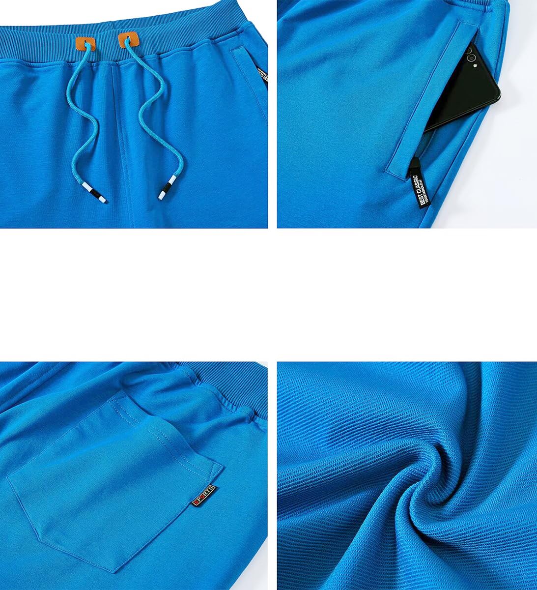 Qpngrp Mens Casual Stretch Shorts Zipper Pockets Elastic Waist Lakeblue 42