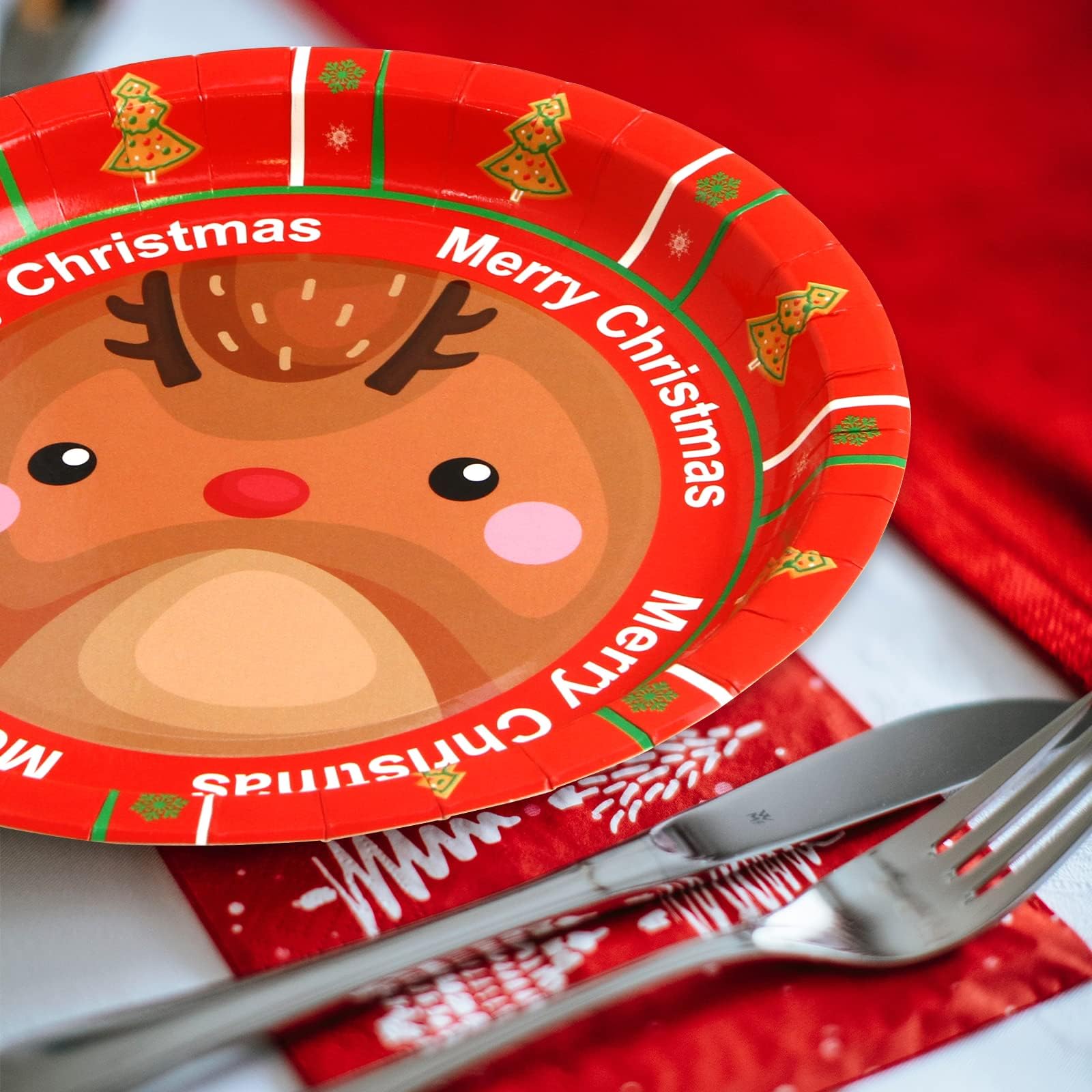 ceiba tree Christmas Paper Plates 60Pcs Party Plates Disposable 9    Winter Holiday Dinner Party Supplies