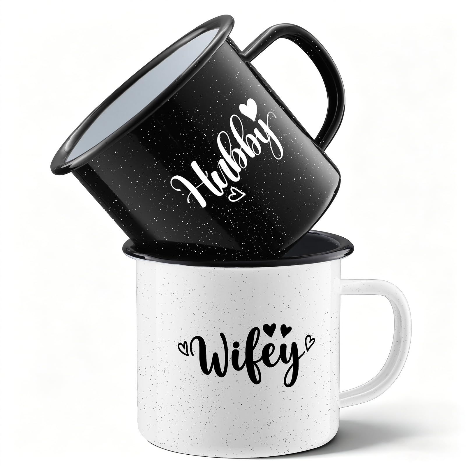 NatNarr Wifey Hubby Coffee Mug Set For 2, 16 oz Mr and Mrs Gifts