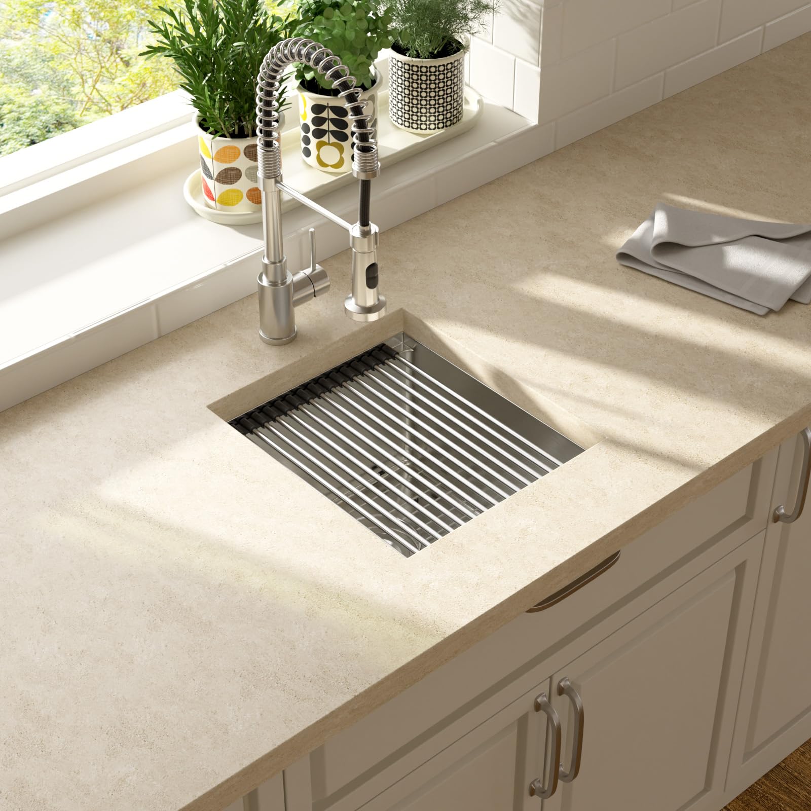 Lordear 15X17 Inch Undermount Kitchen Sink Bar Prep Sink 16 Gauge Stainless Steel Workstation Sink 15    With Cutting Board