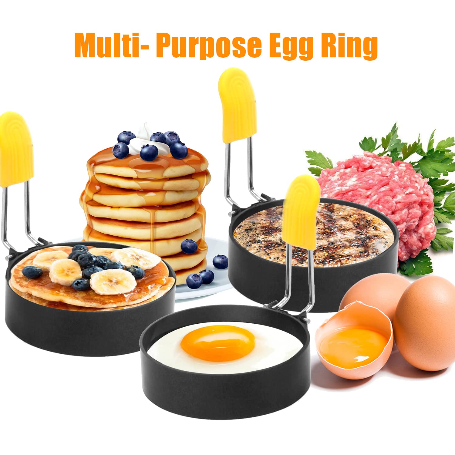 Stainless Steel Egg Ring, 2 Pack Nonstick Egg Maker Rings For Frying Eggs And Egg Mcmuffins, Egg Shaper For Frying Pan Cooking,