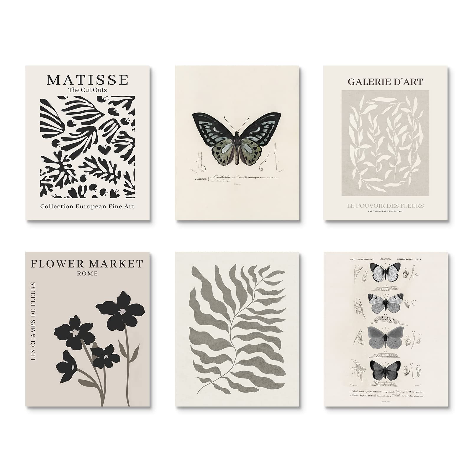 Habseligkeit Butterfly Master Wall Art Prints, Abstract Matisse Wall Art Exhibition Posters, Vintage Wall Art Prints, Retro Room