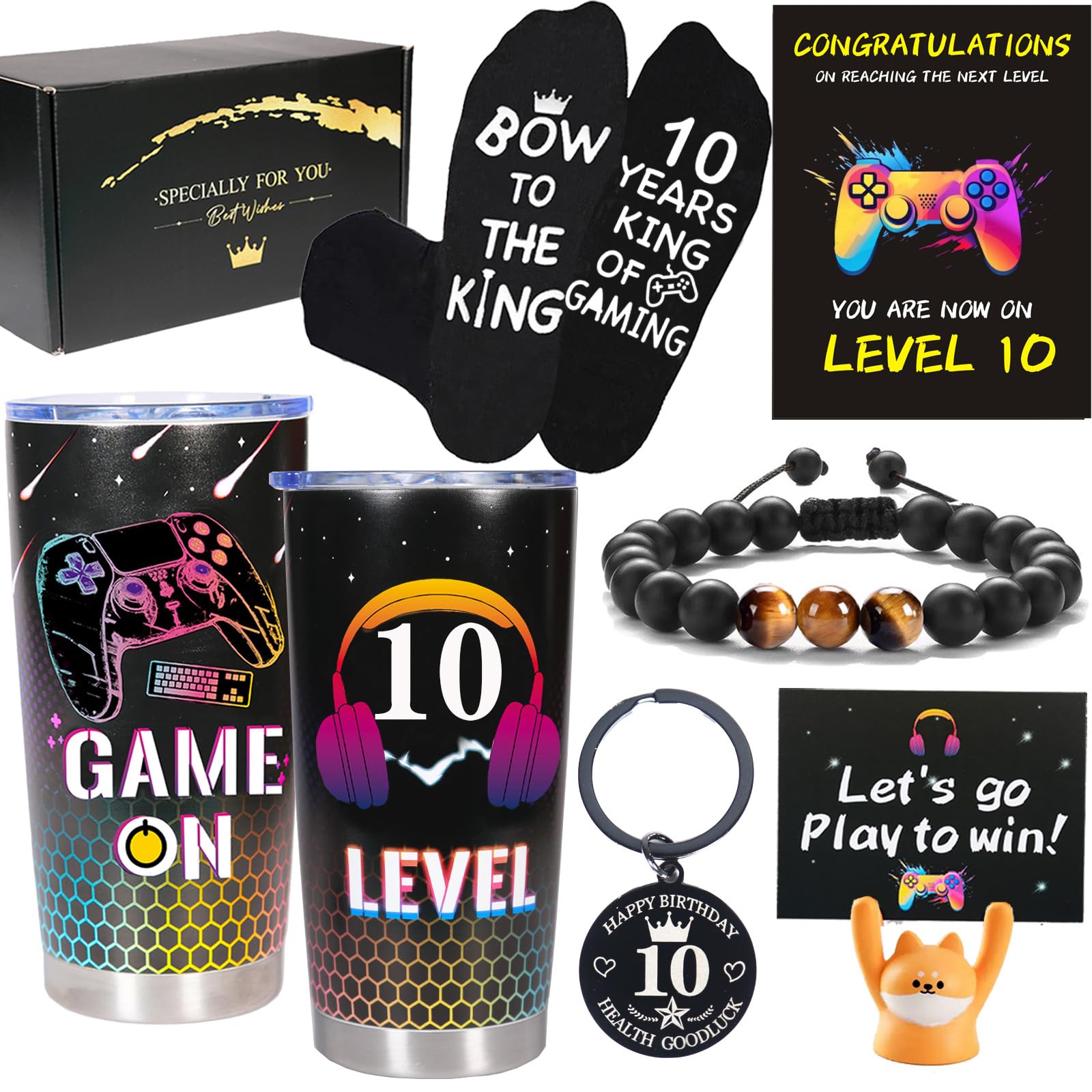 Carselage 10 Year Old Boy Gifts, 10th Birthday Gifts Decorations for Son, Gamer Gifts for Teenage Boy, Christmas Gift for Kids, 