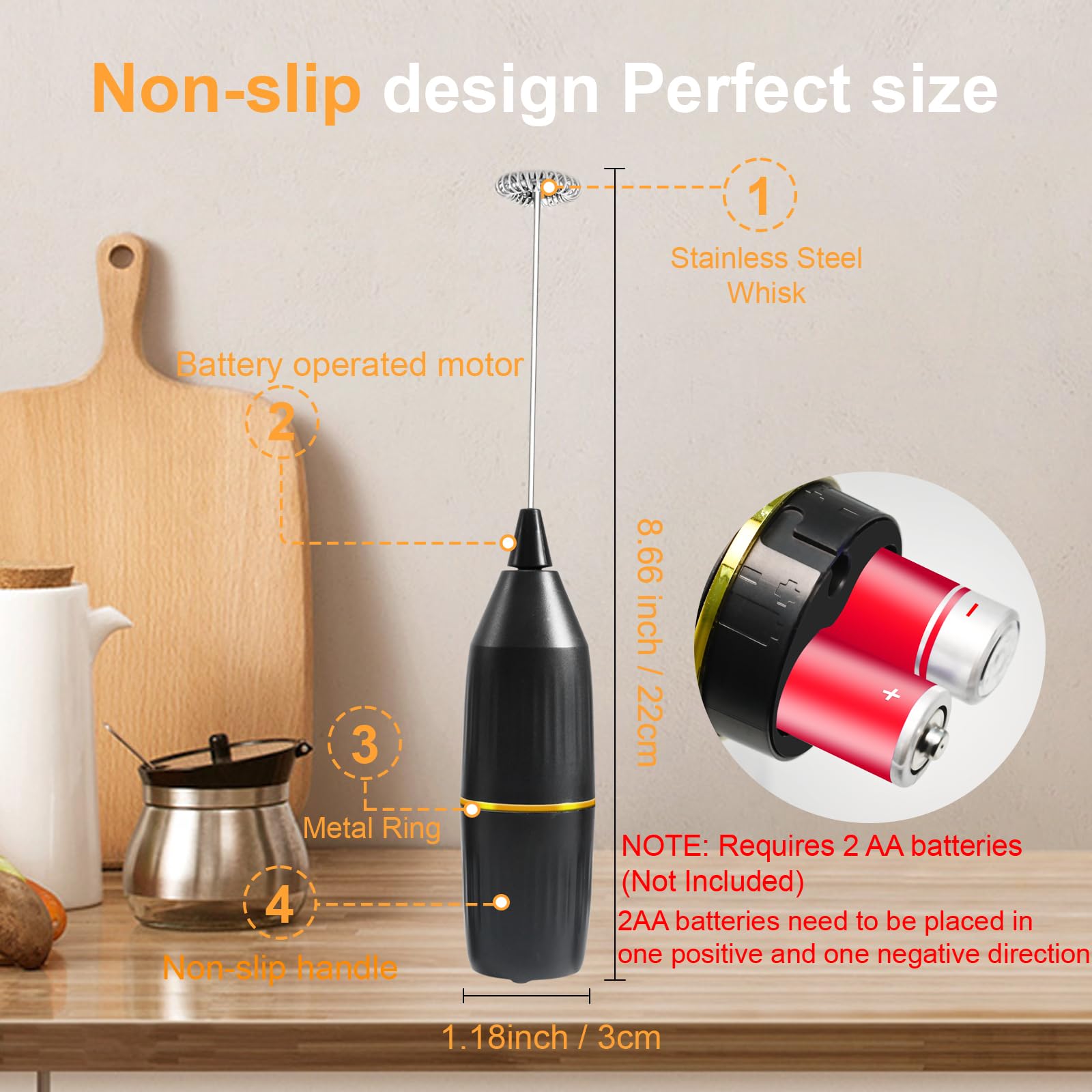 Milk Frother Handheld,Mini Drink Mixer And Coffee Blender Frother For Coffee Bar Accessories, Matcha Whisk,Latte, Cappuccino, Fr