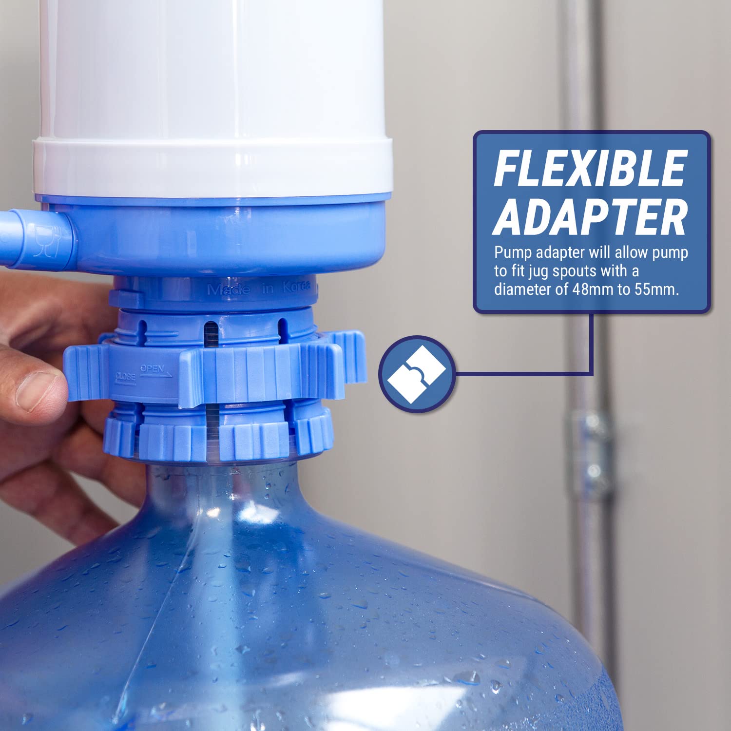 Dolphin Manual Water Pump For 5 Gallon Bottles (24 Pack) Fits 2-6 Gallon Bottles, Blue Manual Hand Pressure Water Dispenser, 3 T