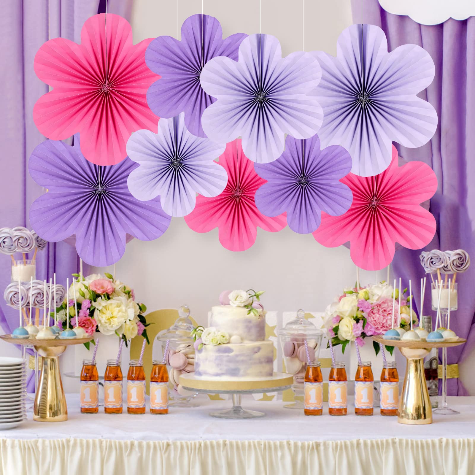 Paper Flowers Decorations For Wall Purple Paper Fans Classroom Decoration Paper Floral Backdrop Decor Paper Fans Decoration Hang