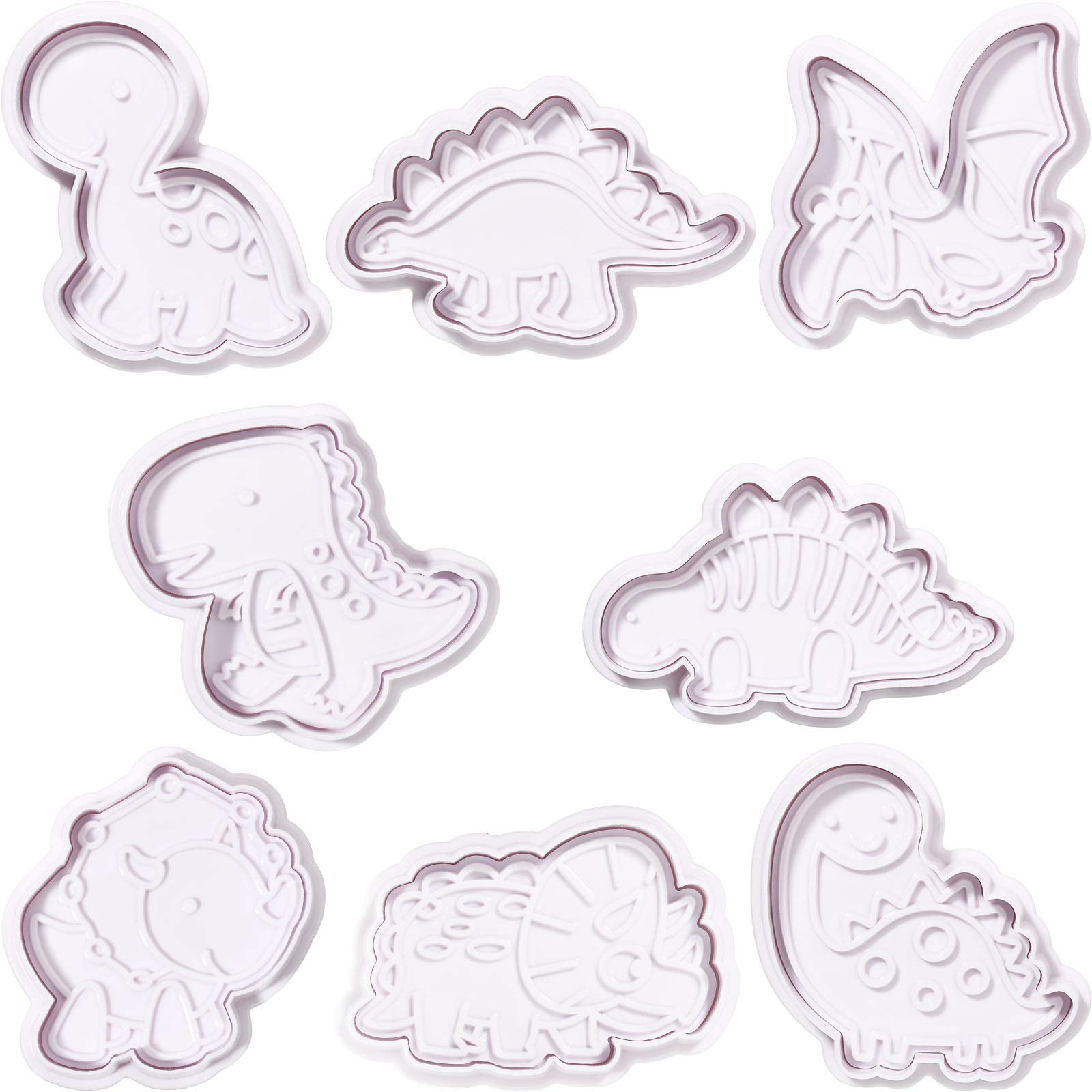 Patelai 8 Style Dinosaur Cookie Cutters, 3D Cartoon Plunger Cutters Dinosaur Fondant Pie Cutter Stampers Baking Molds Cake Bakin