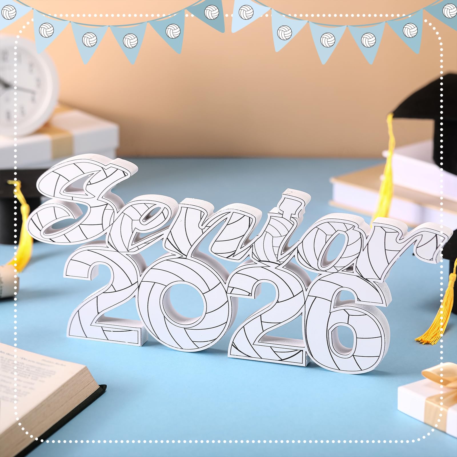Yaomiao Volleyball 2026 Senior Night Decorations Volleyball Props Grad Sign Senior School Table Centerpieces for Party Supplies