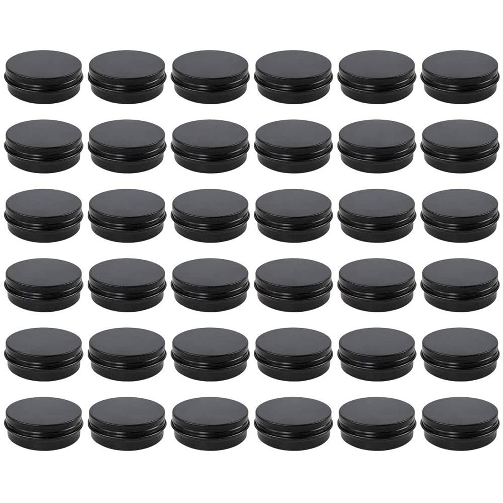 Moretoes 36 Pack Tins, 2 Oz Metal Round Balm Tins, Black Tins Aluminum Cans, Empty Containers With Screw Lids For Salve, Spices