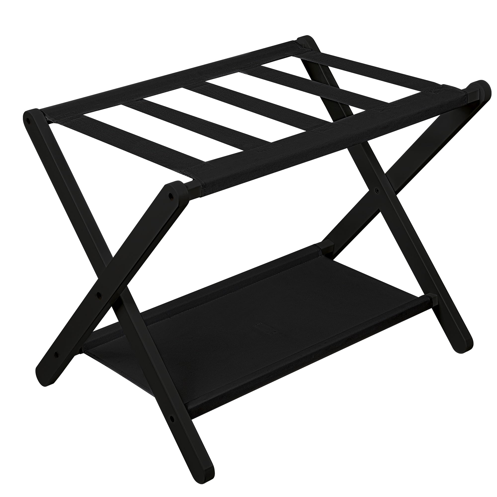 Vasmia Luggage Rack, Folding Suitcase Stand With Storage Shelf,Bamboo Luggage Stand For Guest Room,Bedroon And Hotel,Holds Up To