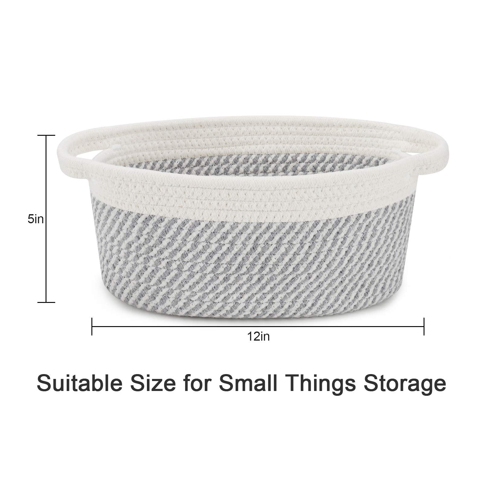 ABenkle Small Woven Basket  12''x 8'' x 5'' Cute Small Basket  Rope Room Shelf Storage Basket  Cat Dog Toys Basket Chest Box  Empty Decorative Gift Basket with Handles