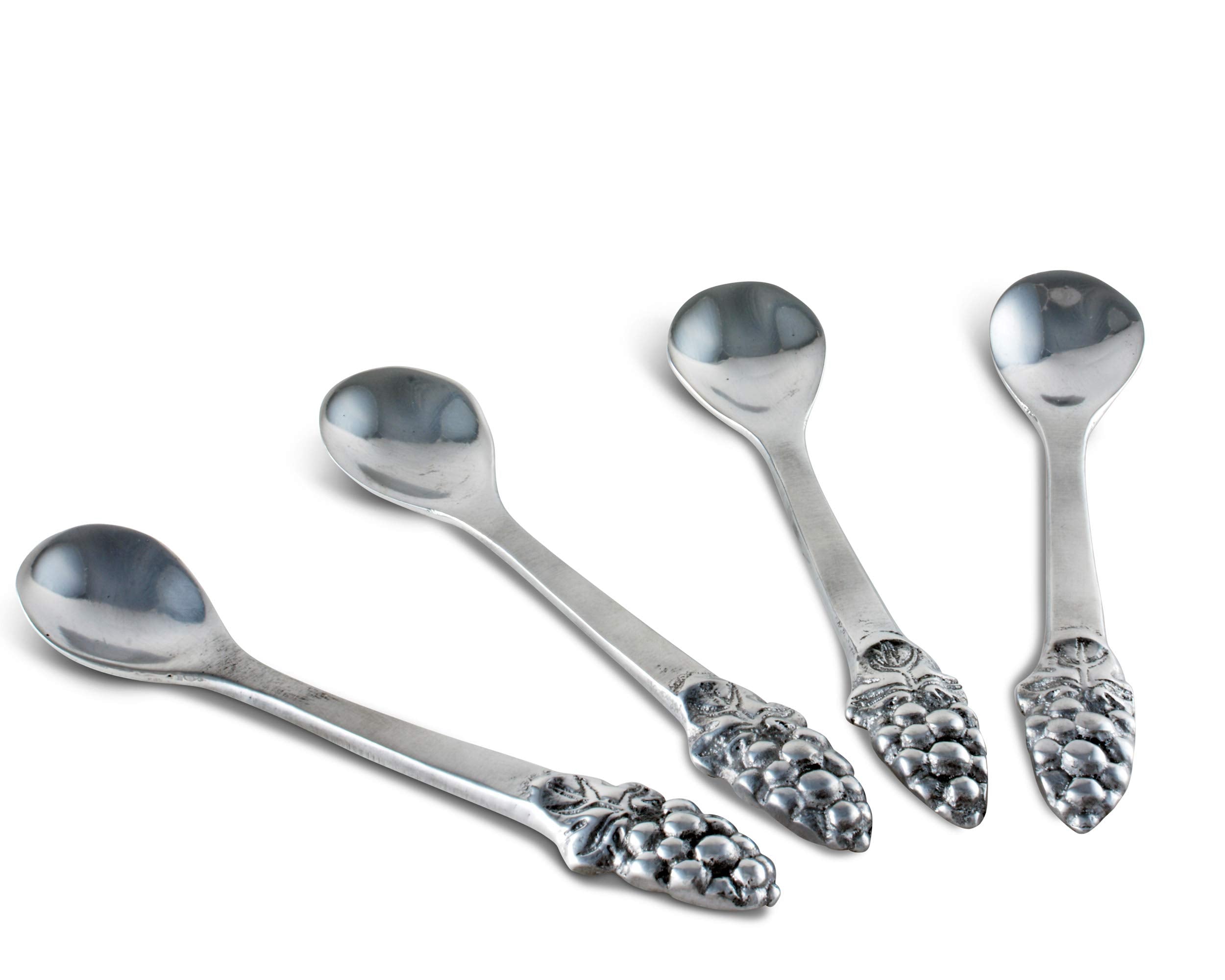 Arthur Court Metal Tea Spoons Grapes Sand Casted In Aluminum With Artisan Quality Hand Polished Set Of 4 5 Inch Long