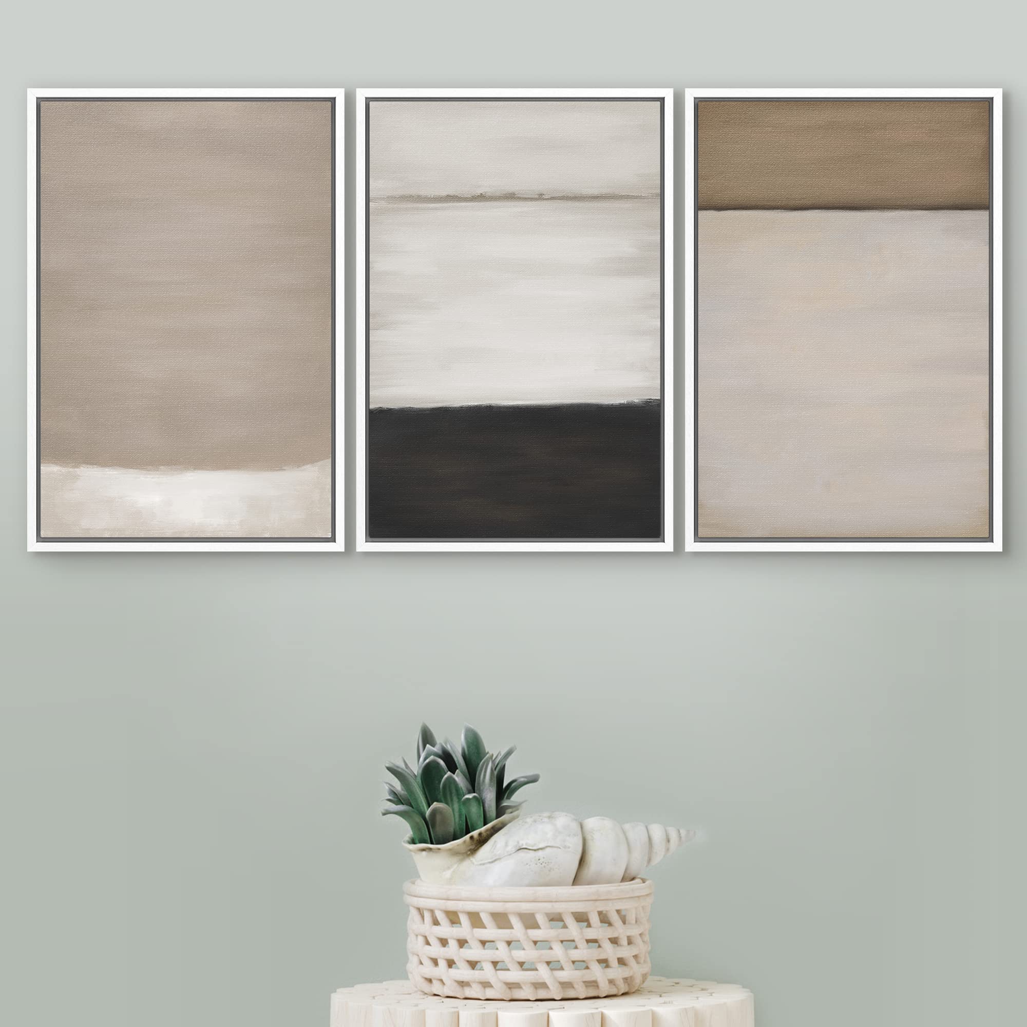 Signford Framed Canvas Print Wall Art Set Grunge Pastel Color Block Collage Abstract Shapes Illustration Modern Art Decorative N
