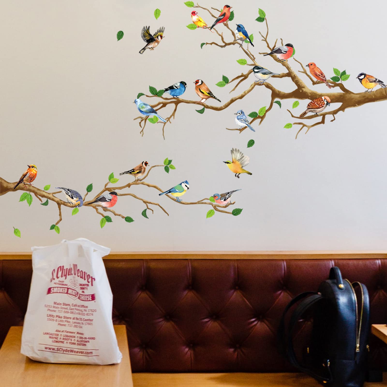 Maydahui Little Birds On Tree Branches Wall Decal Vinyl Wall Sticker (34 X 34 Inch) Removable Peel And Stick Art Murals Decor Fo