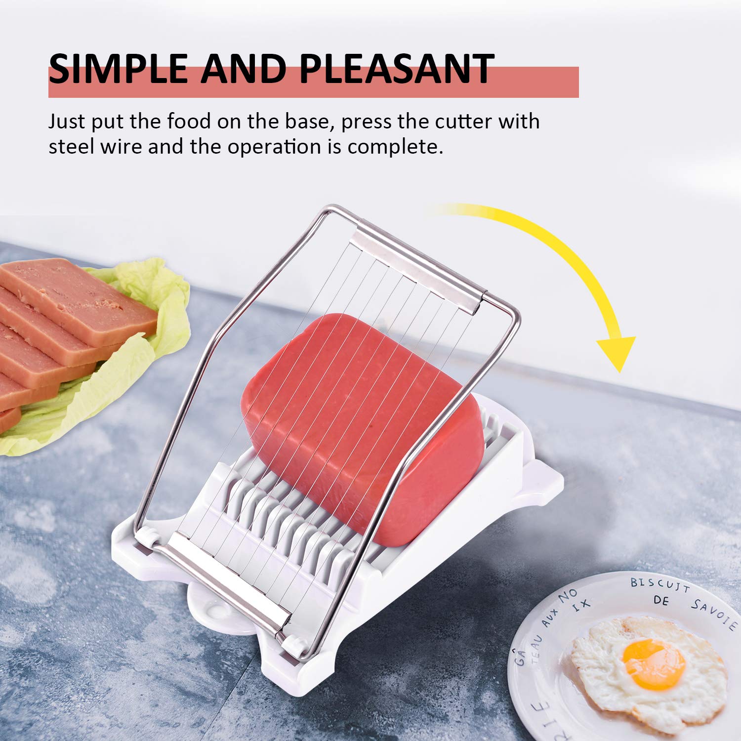 Topolopyfeely Stainless Steel Salami and Fruit Slicer - 10 Slices, White, Model AAA