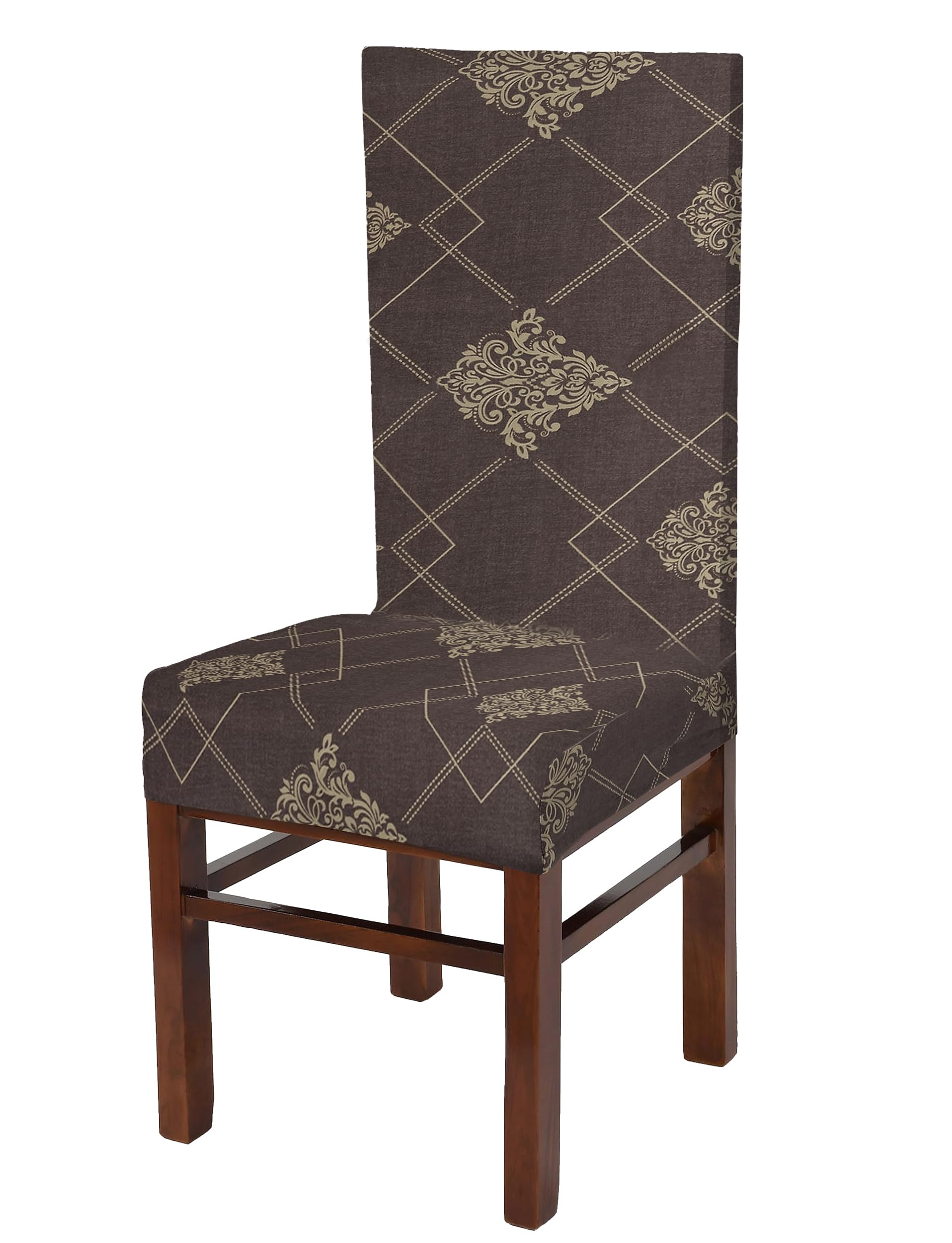 Yellow Weaves Elastic Stretchable Dining Chair Cover, Removable Washable Elastic Floral Printed Dining Chair Covers (1 Piece, Br