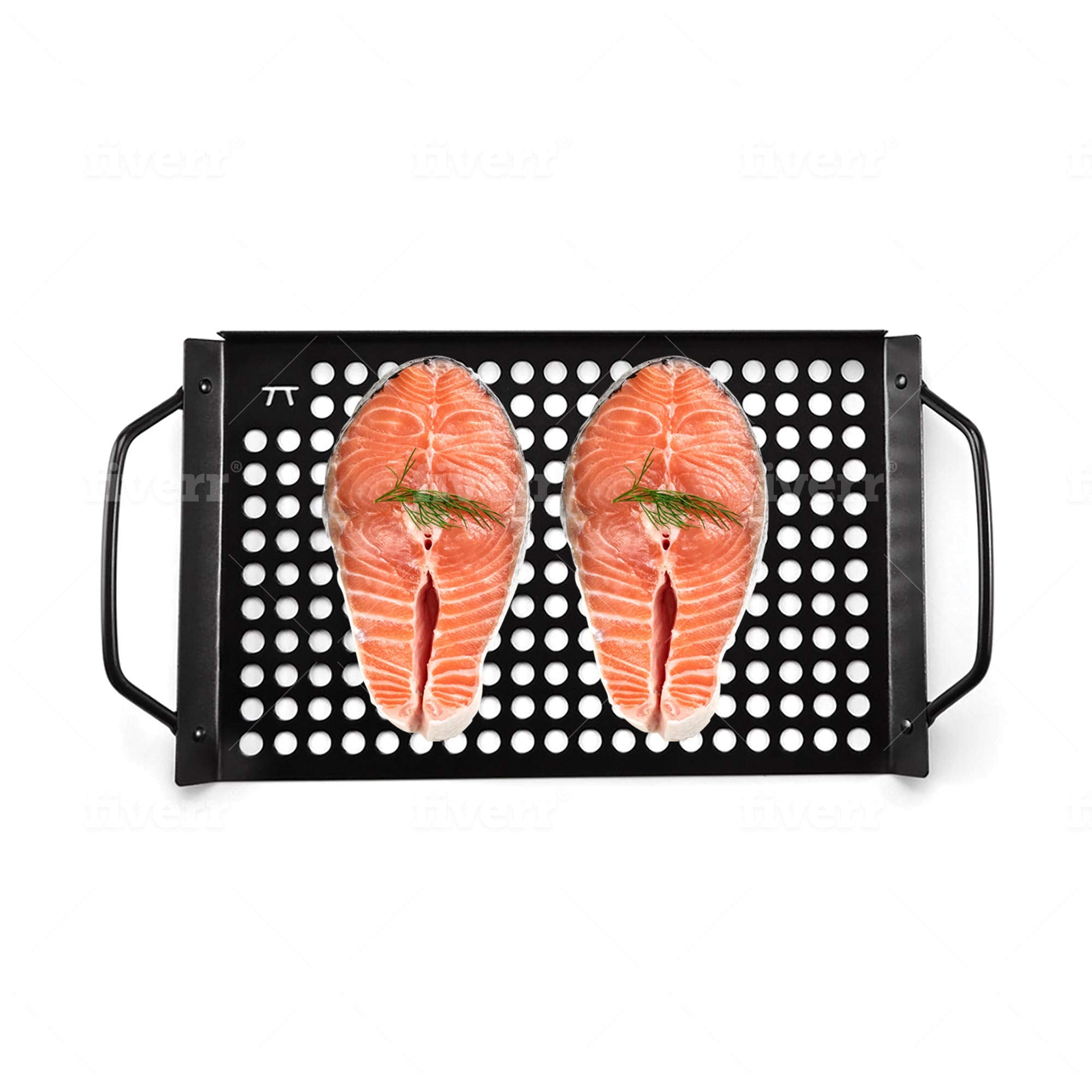 Outset 76452 Non-Stick Grilling And Bbq Grid, 7'' X 11'', 14'' X 11'', Set Of 2 Black