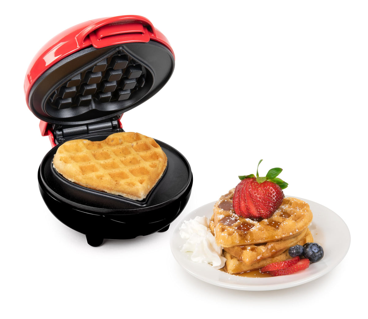 Nostalgia Mymini Personal Electric Heart Waffle Maker, 5-Inch Cooking Surface, Waffle Iron For Hash Browns, French Toast, Grille