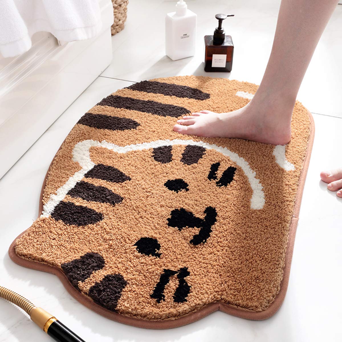 Ankah Shower, Tub, Bath Mat, Bathroom Rug, Non-Slip, Absorbent, Soft Mat For Bathroom, Adorable Design Cat-Picture Bath Mat Door