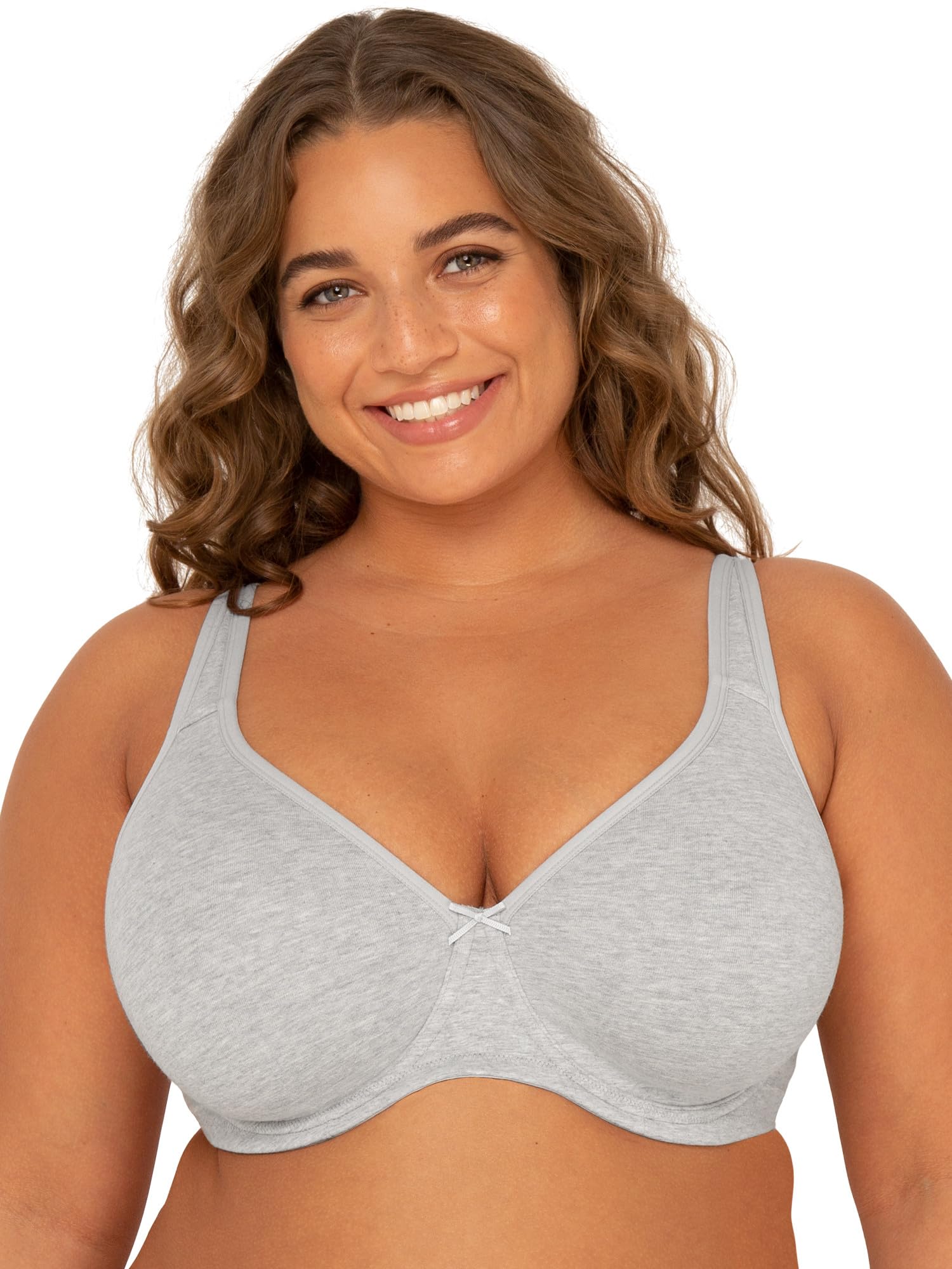 Fruit Of The Loom Womens Plus-Size Cotton Unlined Underwire Bra, Heather Grey, 46C