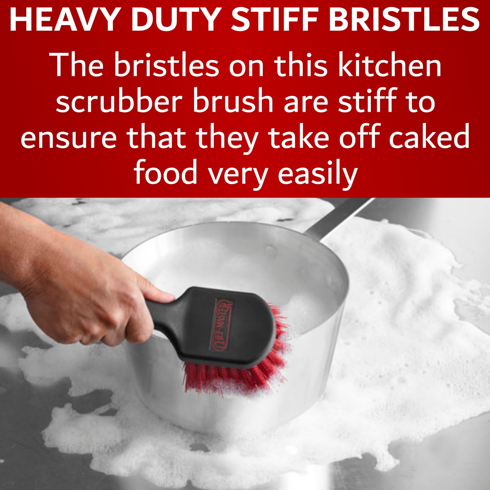 8'' Small Pot Dish Cleaning Brush, Heavy Duty Kitchen Scrubber Cleaning Brush, Stiff Bristles For Pots, Pans, Sink, Stoves, Dish