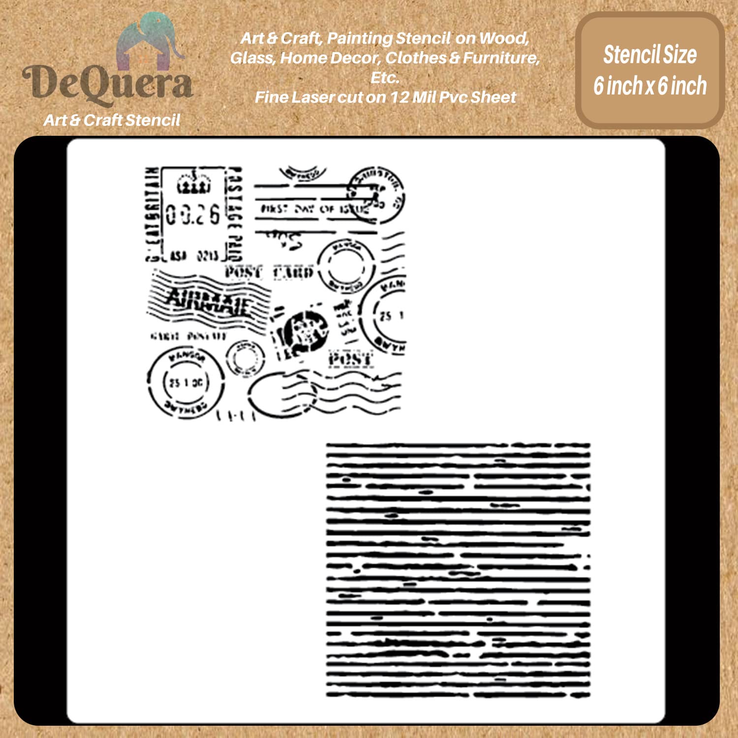 Dequera Postal Stencil For Craft And Art  Postal And Corrugated Stencil  Reusable Stencils For Art  Ture Painting Stencil  S