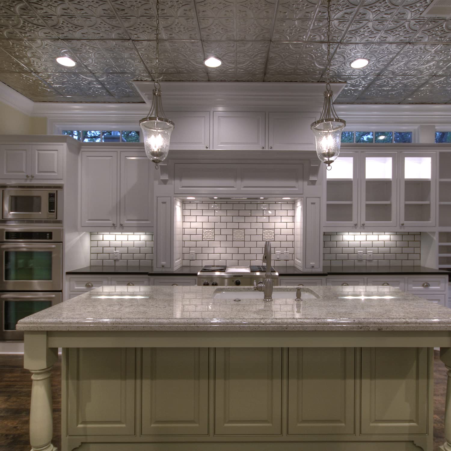 American Tin Ceilings [5-Pack Kit] Nail-Up Metal Tiles in Pattern #2 Nail-Up and Color Silver Washed White. 24 x 24 [20 sq ft] G