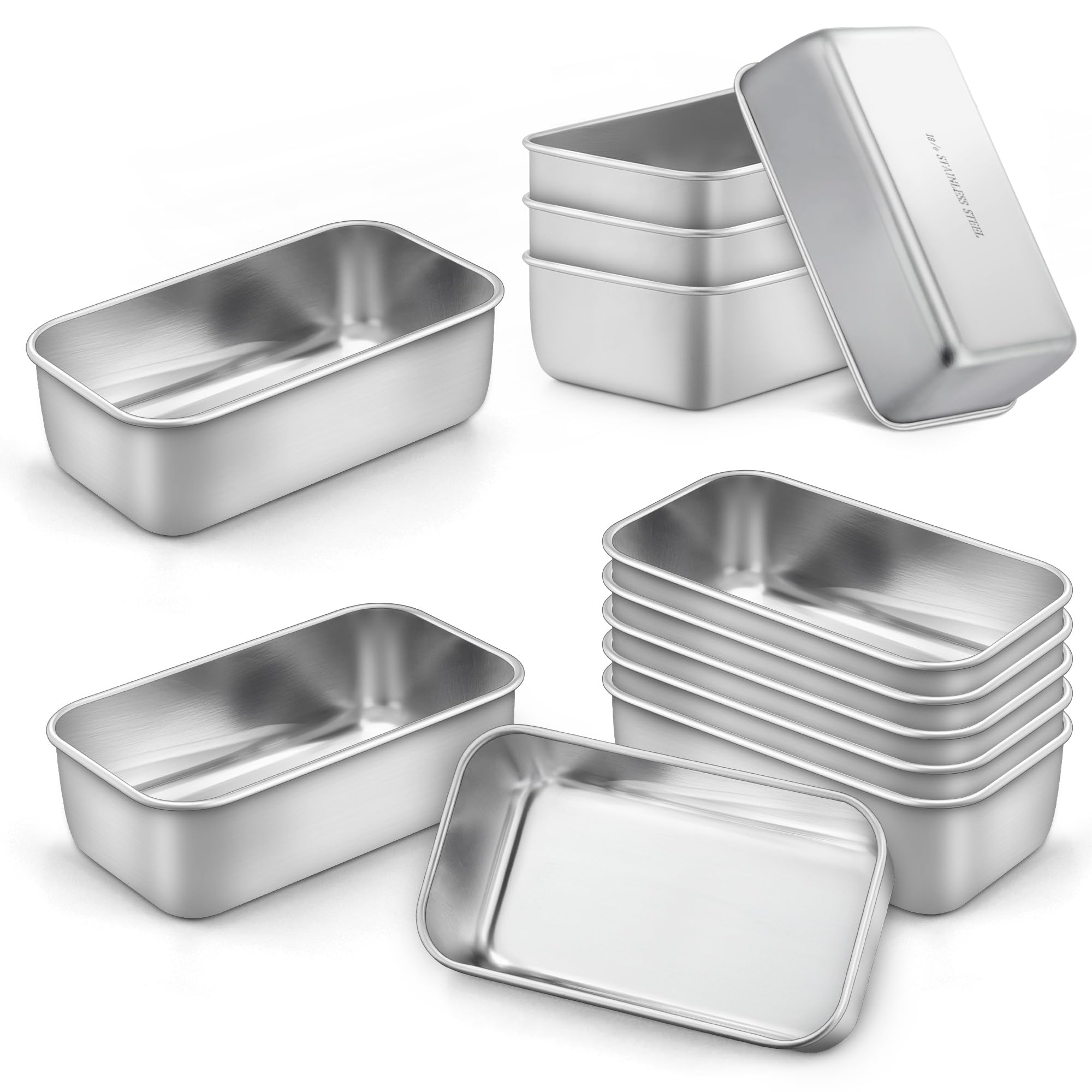 LIANYU 12 Pack Mini Loaf Pan for Baking Bread, 6.3 x 3.5 Inch Stainless Steel Small Bread Loaf Pan for Homemade Meatloaf, Tin Lo