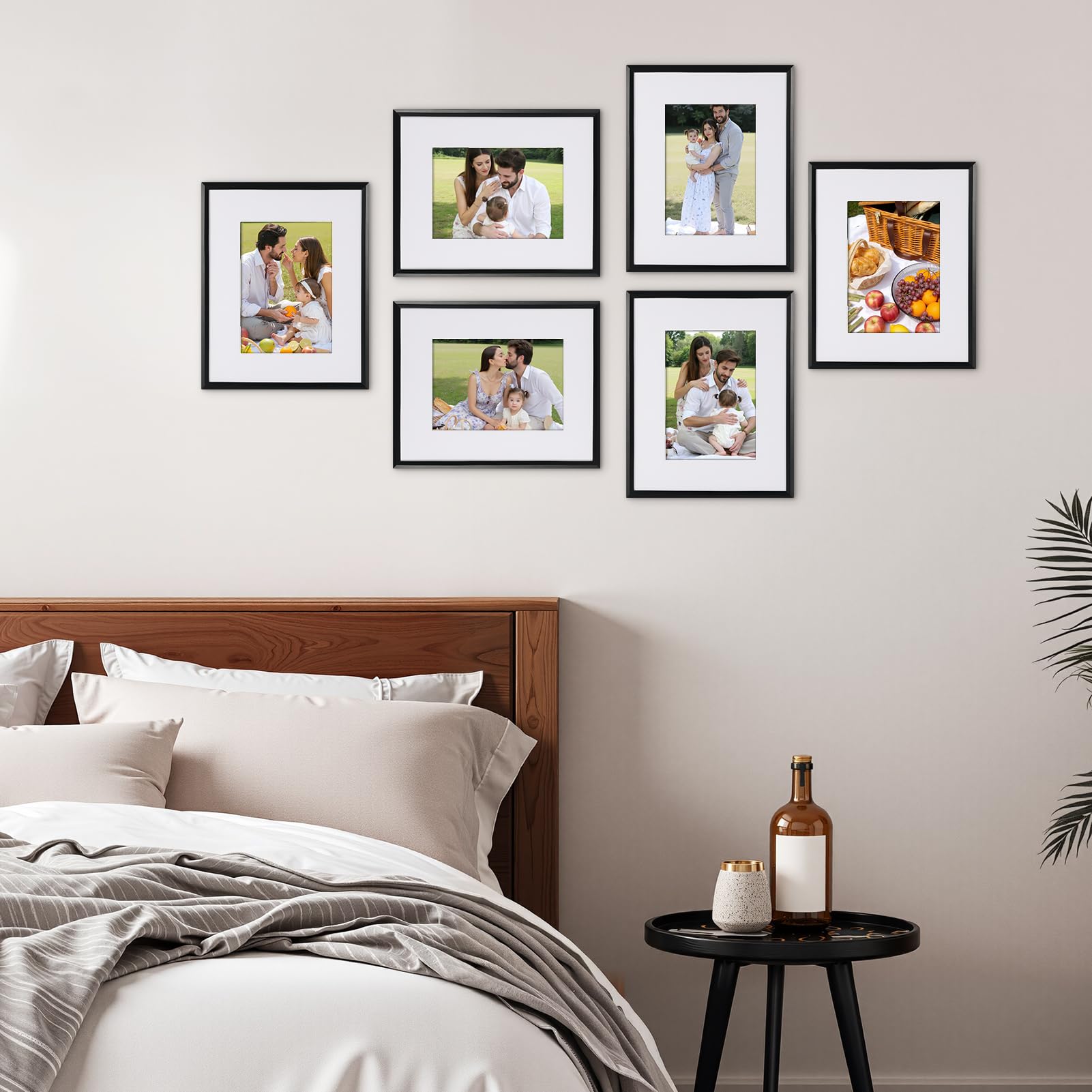 Edenseelake 8x10 Picture Frame Set of 6, Display 5x7 Picture with Mat or 8x10 Without Mat, Black Photo Frame for Wall Hanging or