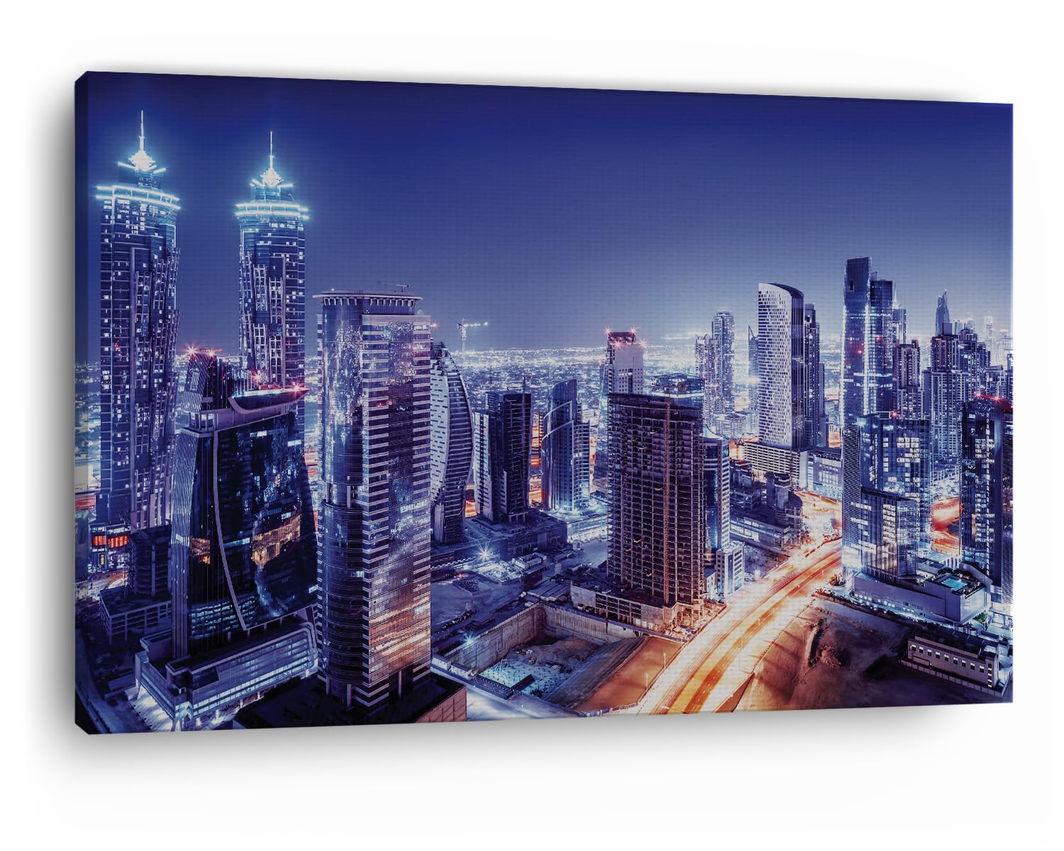 TRUECANVAS Dubai Downtown Night Scene Uae, Wooden Framed Canvas Paintings for Home Decor | Bedroom, Living Room,Wall Decoration 