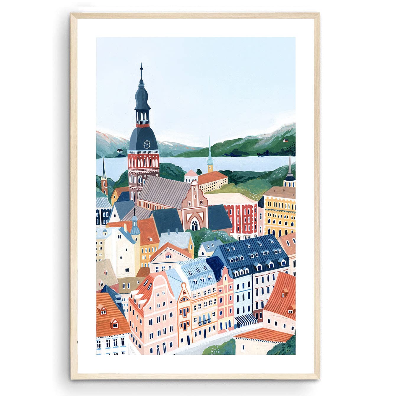 Nationcog Riga Art Print, Latvia Wall Art, Riga Poster, Travel Gift, Travel Poster, Home Decor, Europe Print, Housewarming (Unfr