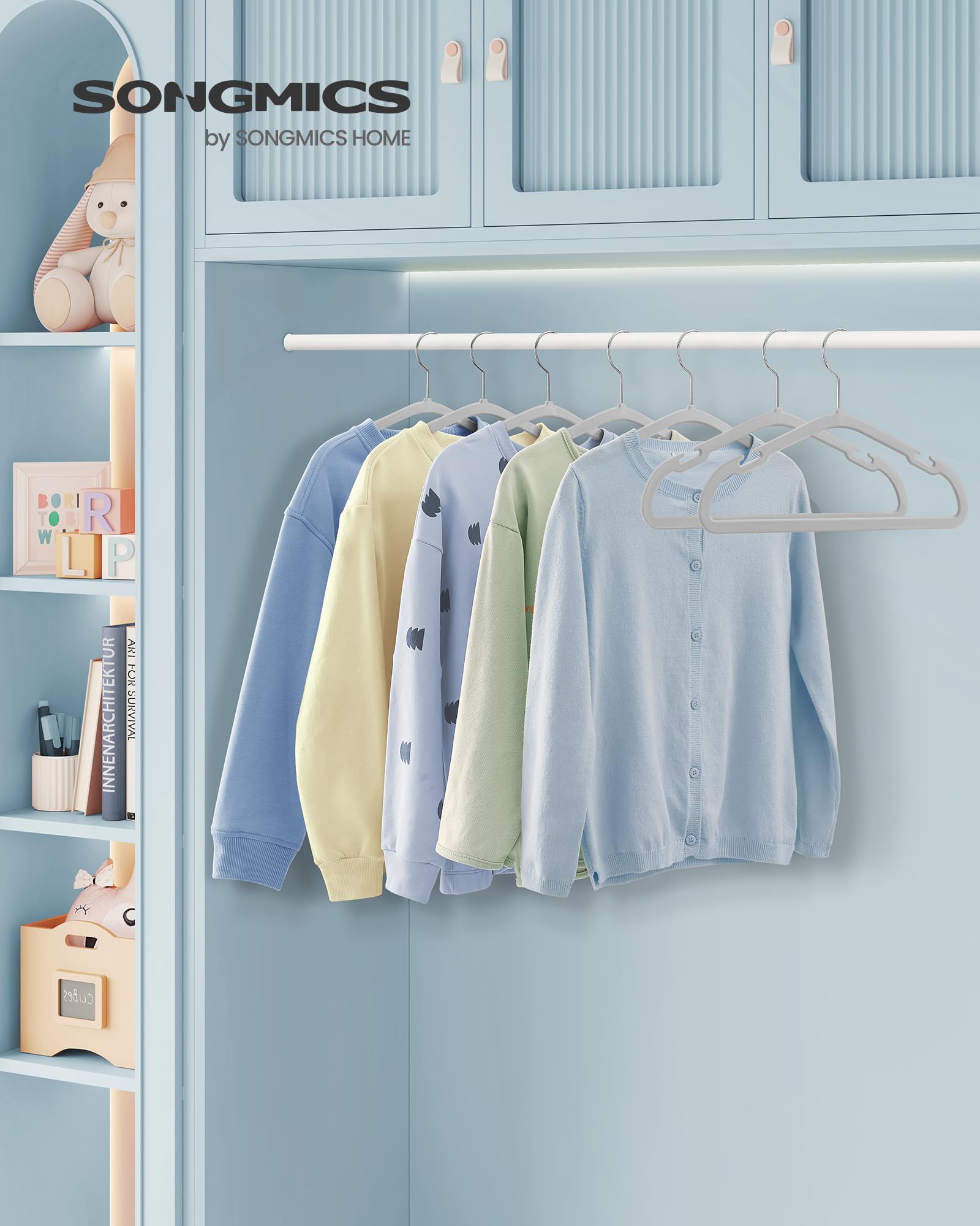 Songmics Kids Hangers 50 Pack, 13.8 X 7.9 Inches, Baby Hangers For Closet, Non-Slip Velvet Hangers, Childrens Hangers, Space-Sav