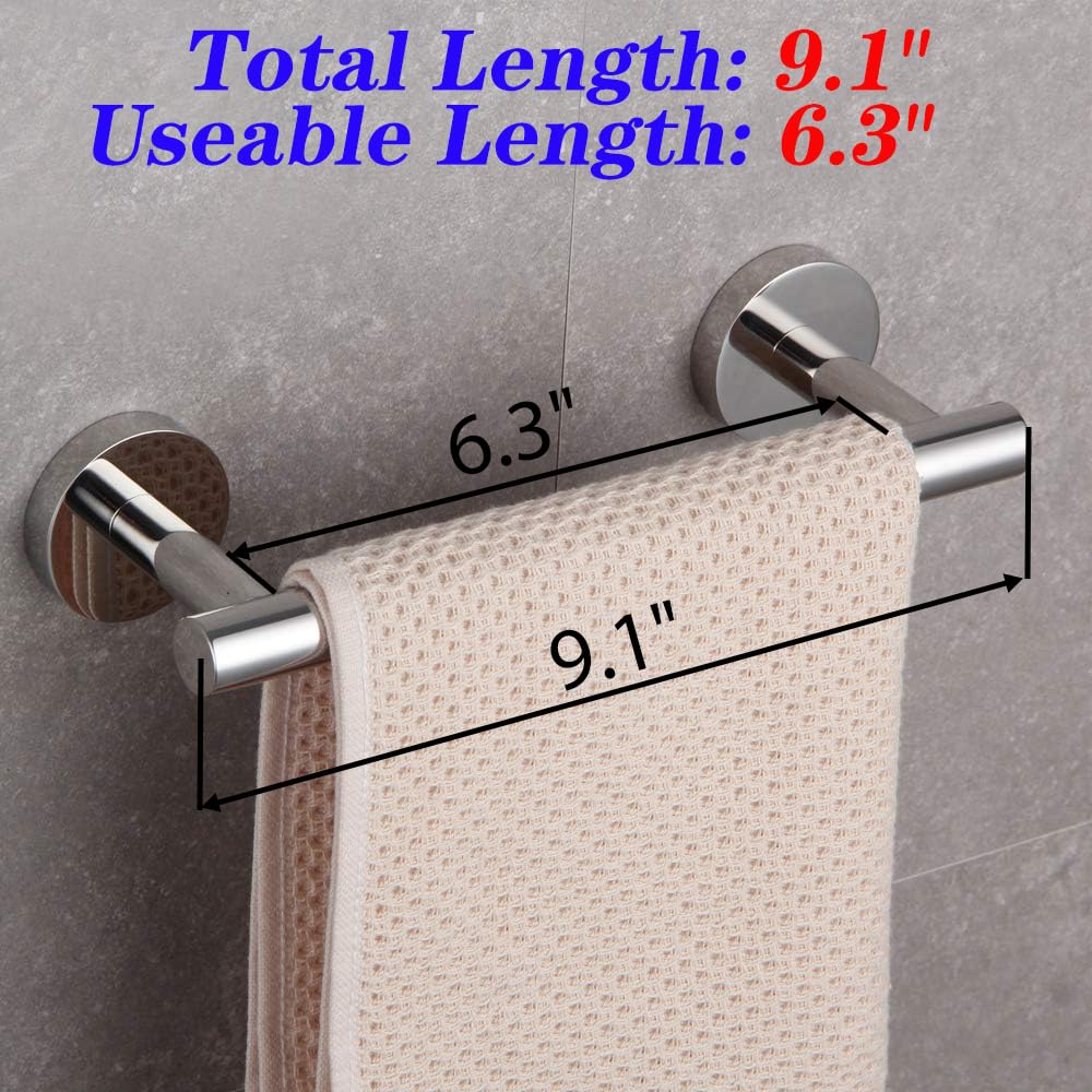 GERZ 9-Inch Bathroom Towel Bar Stainless Steel Bath Towel Rack Contemporary Style Wall Mount  Polished Finish