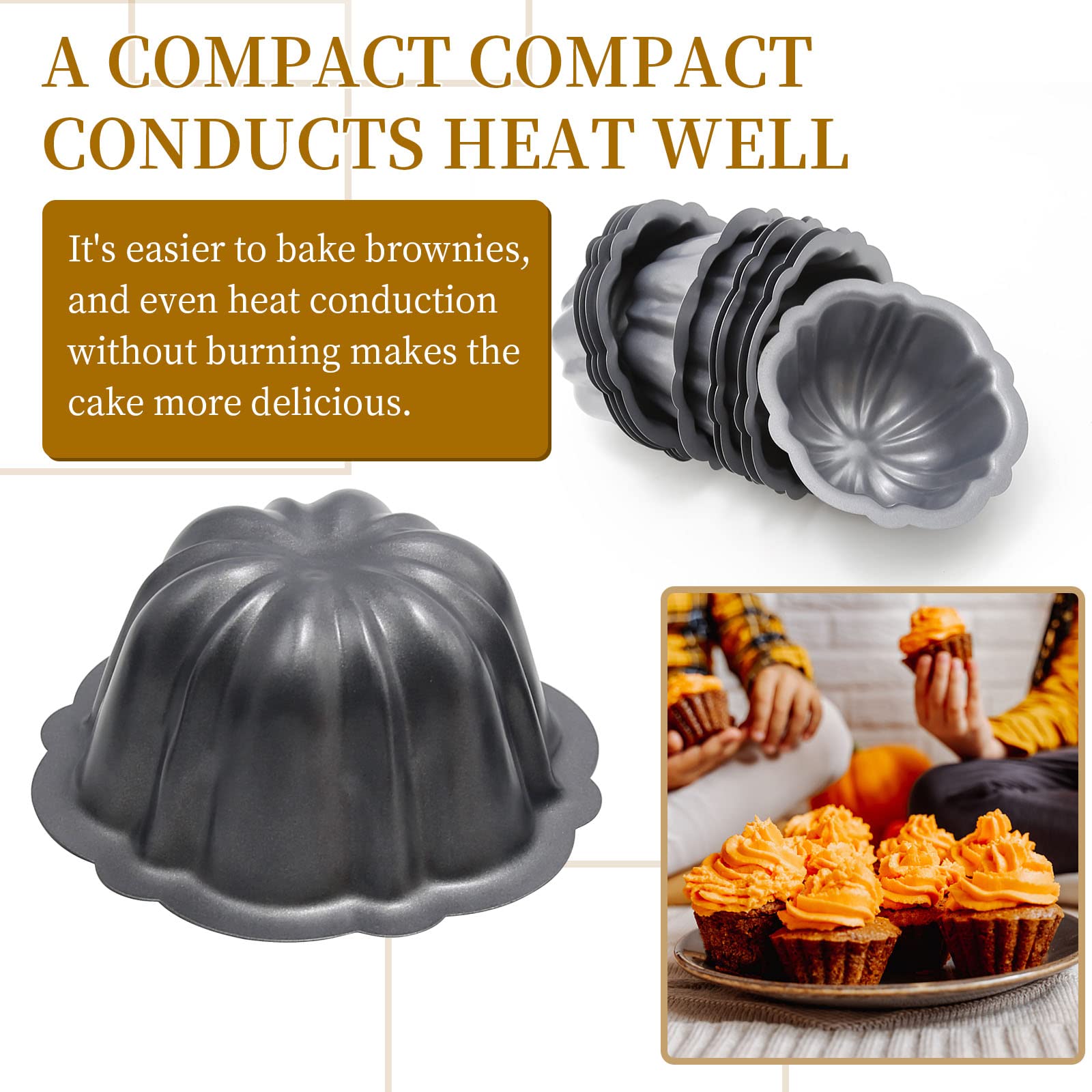Lidscura 10 Pcs Bundt Cake Pan For Baking, 5.90X5.90X3.93 Inch Nonstick Moldes Para Pasteles, Mini Jello Mold, Heavy Duty Carbon