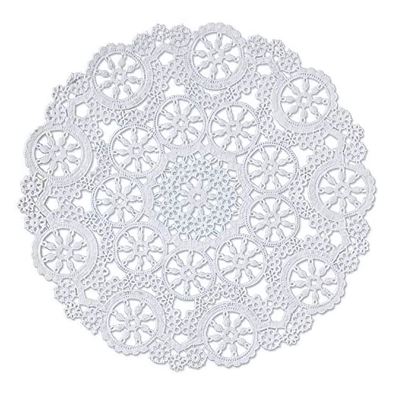 Royal Consumer Medallion Lace Round Paper Doilies, 8-Inch, Pack Of 20 (B23004), White