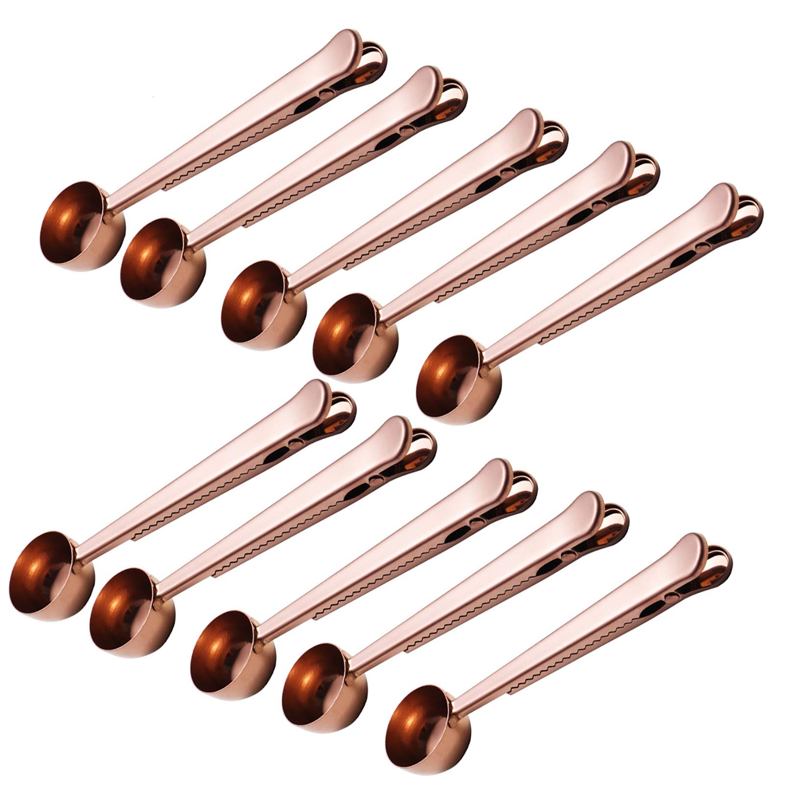 10 Pcs Scoop With Clip,2-In-1 Stainless Steel Coffee Scoop And Bag Clip For Measuring Coffee, Tea,Protein Powder, Instant Drinks