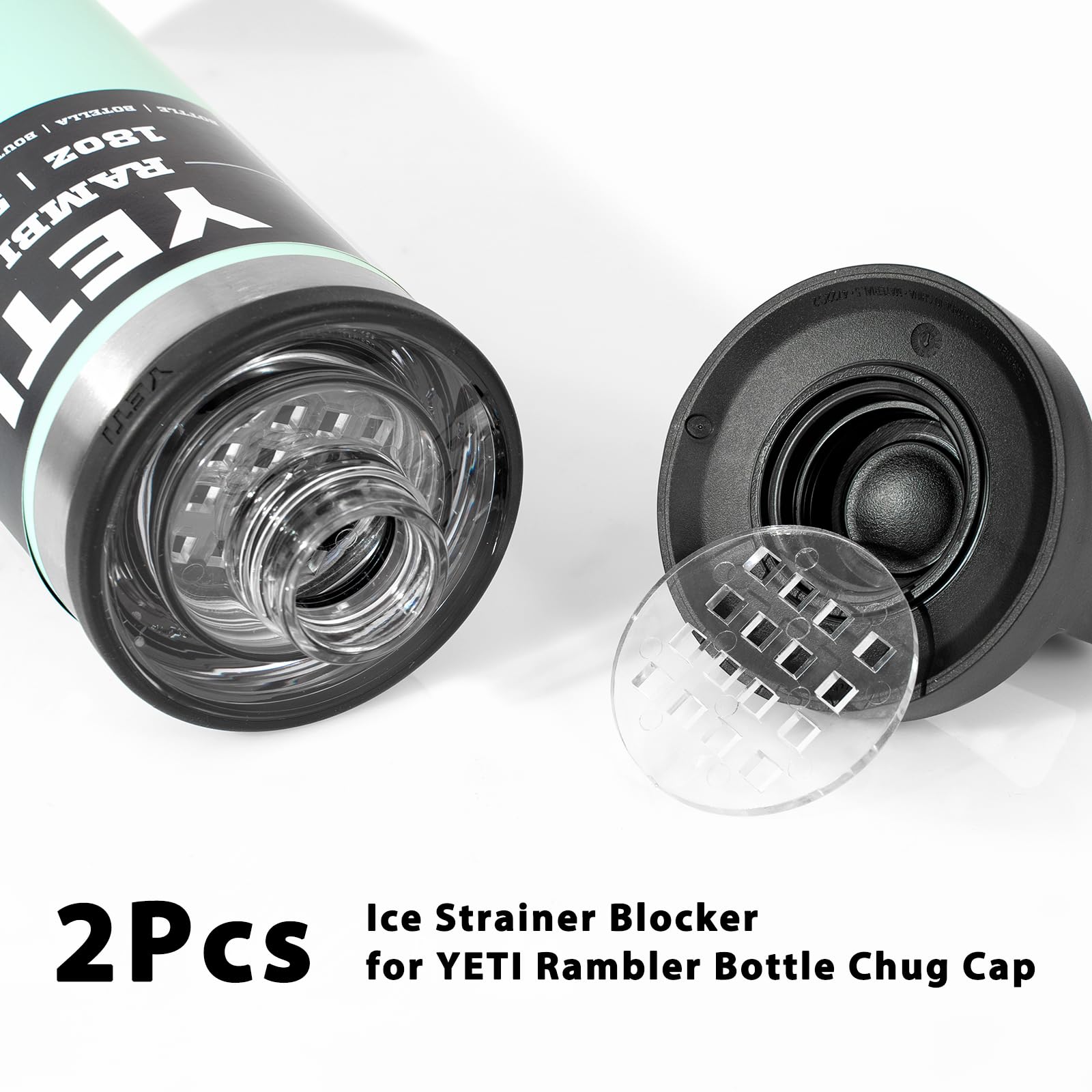 Nitakou Ice Blocker For Yeti Rambler Bottle Chug Cap Tumbler-Ice Gate Prevent Cubed Fruit Or Crushed Ice During A Drink Fits 18,