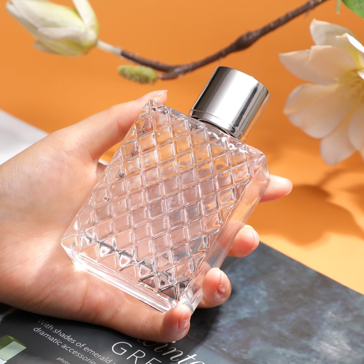 Yerpkefey Vintage Glass Spray Bottle - Refillable Perfume Atomizer, Empty Perfume Bottles With 3 Dispensers (100Ml/3.4 Oz)