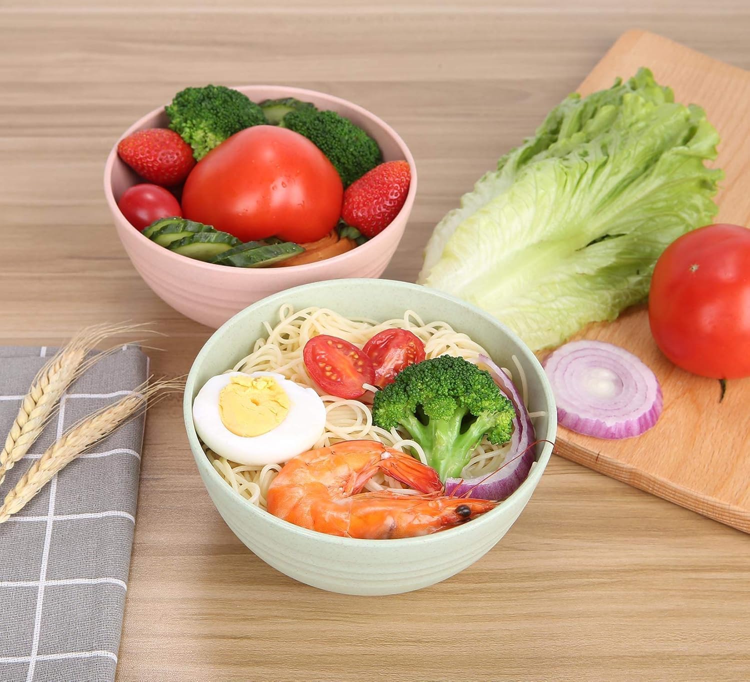 Unbreakable Cereal Bowls, Set Of 4 Dinnerware Wheat Straw Fiber Bowls For Serving Soup, Oatmeal, Pasta And Salad - Microwave And