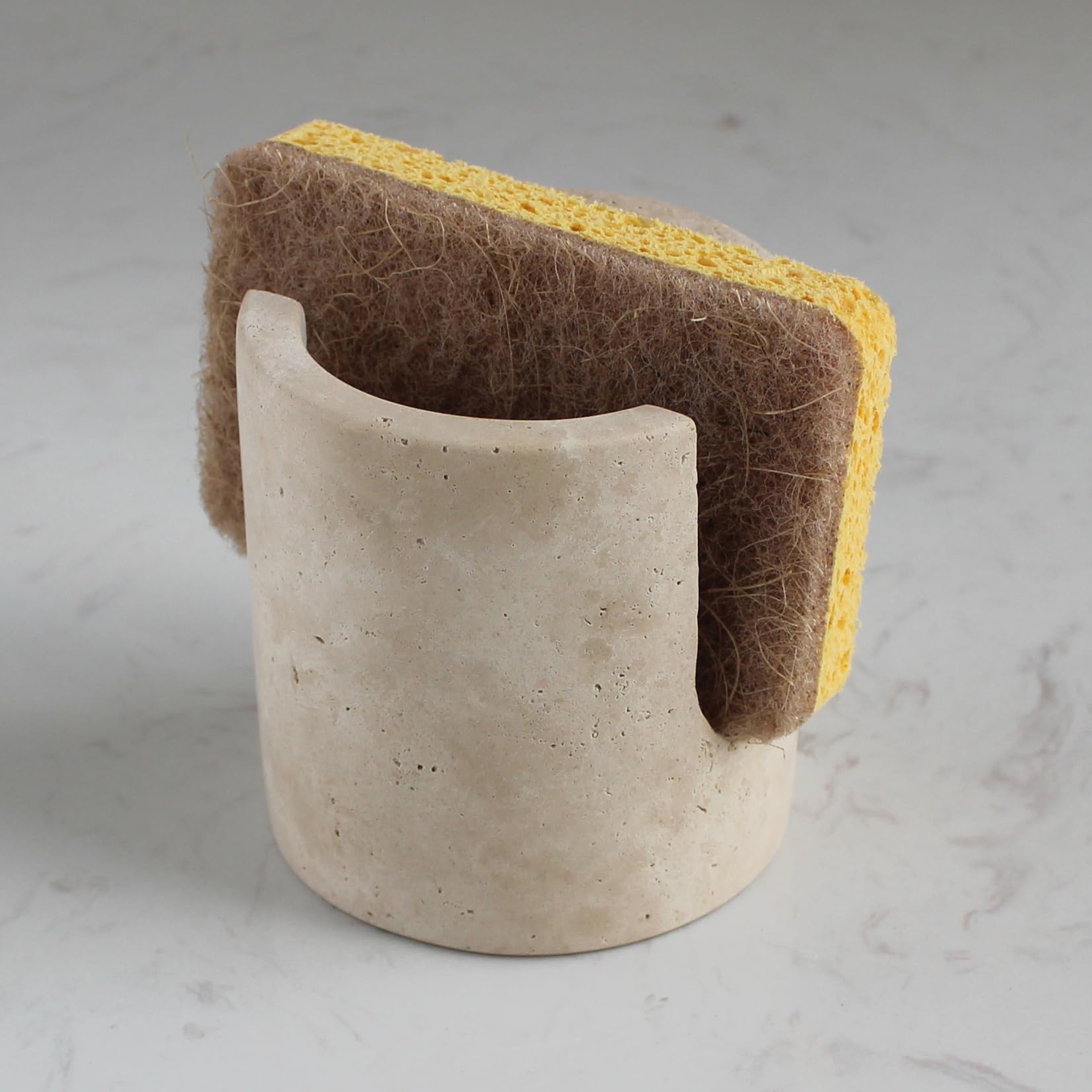 Nawgnail Natural Marble Travertine Sponge Holder for Kitchen Counter, Drying Rack, Sponge Caddy for Sink Organizer - Beige Trave