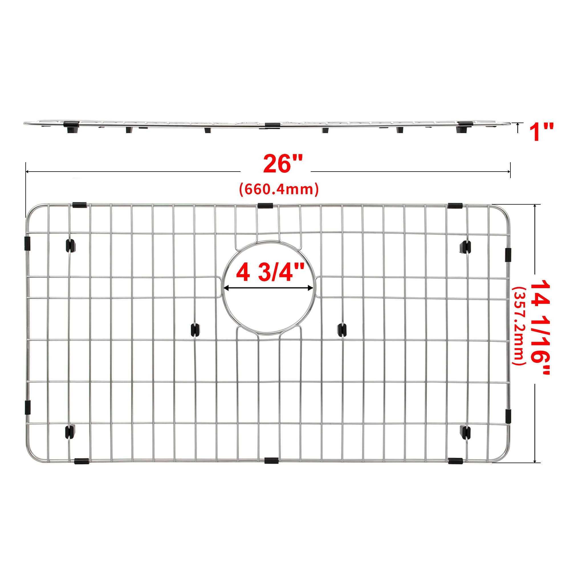 Lqs Stainless Steel Kitchen Sink Bottom Grid And Sink Protector, Protective Sink Grid 26 X 14 Inches With Rear Drain For Single
