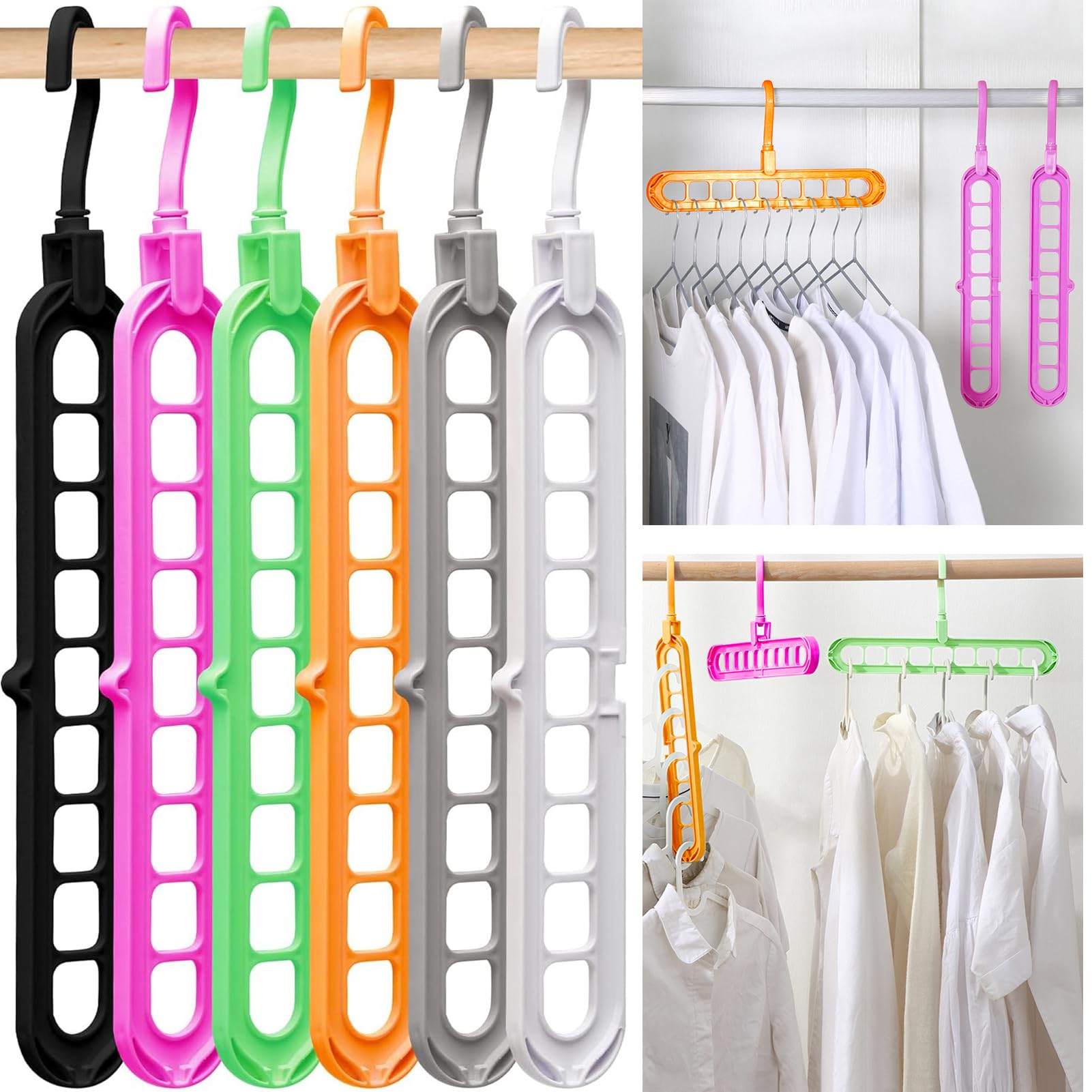 Closet Organizers And Storage,College Dorm Room Essentials, Multifunctional Organizer Magic Space Saving Hangers With 9 Holes St