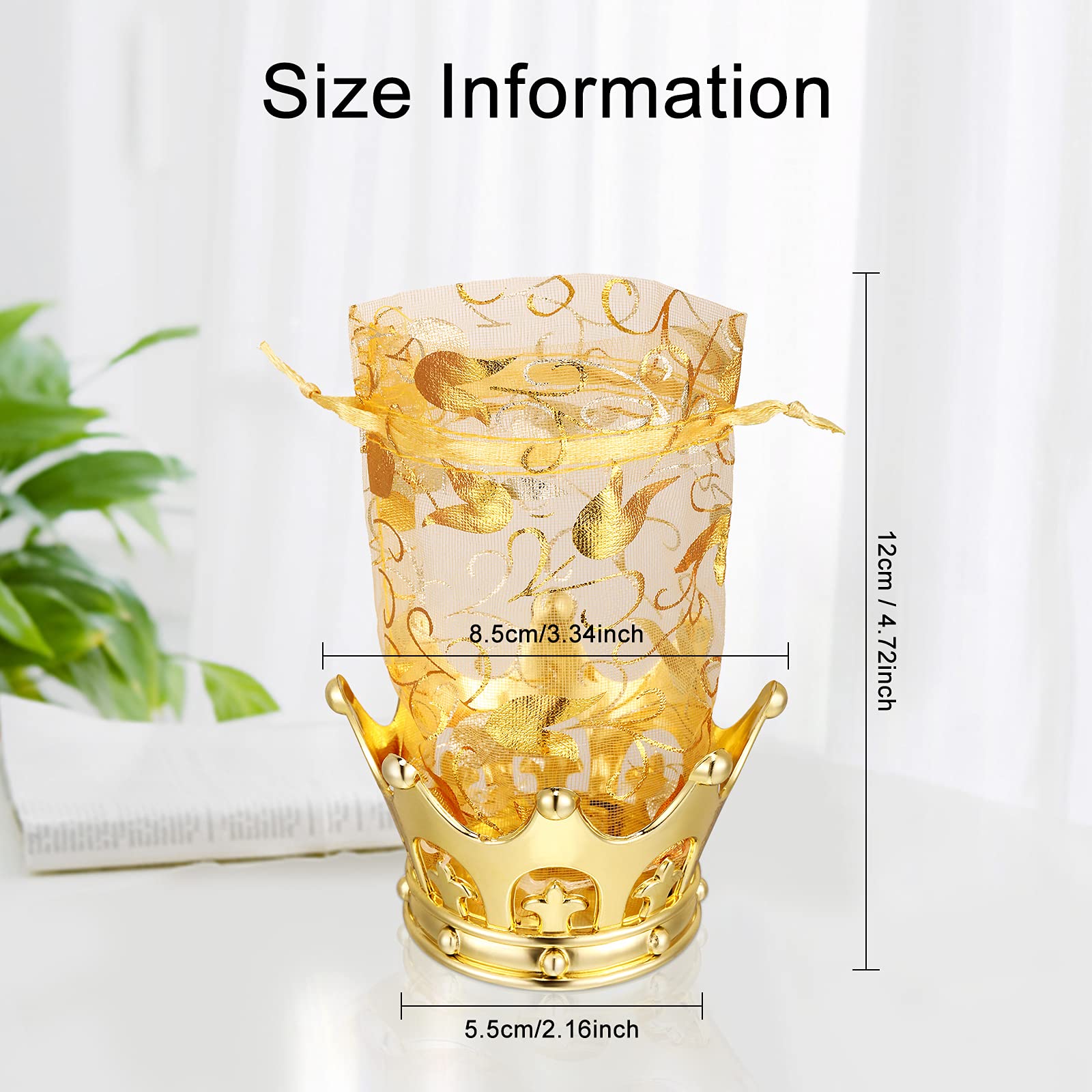 Gold Fillable Crown Goblet With Pouch For Candy Chocolate Cake Dessert Storage (8 Pieces)